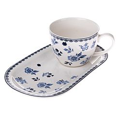 Porcelánový hrnček s podnosom Floral, 445 ml