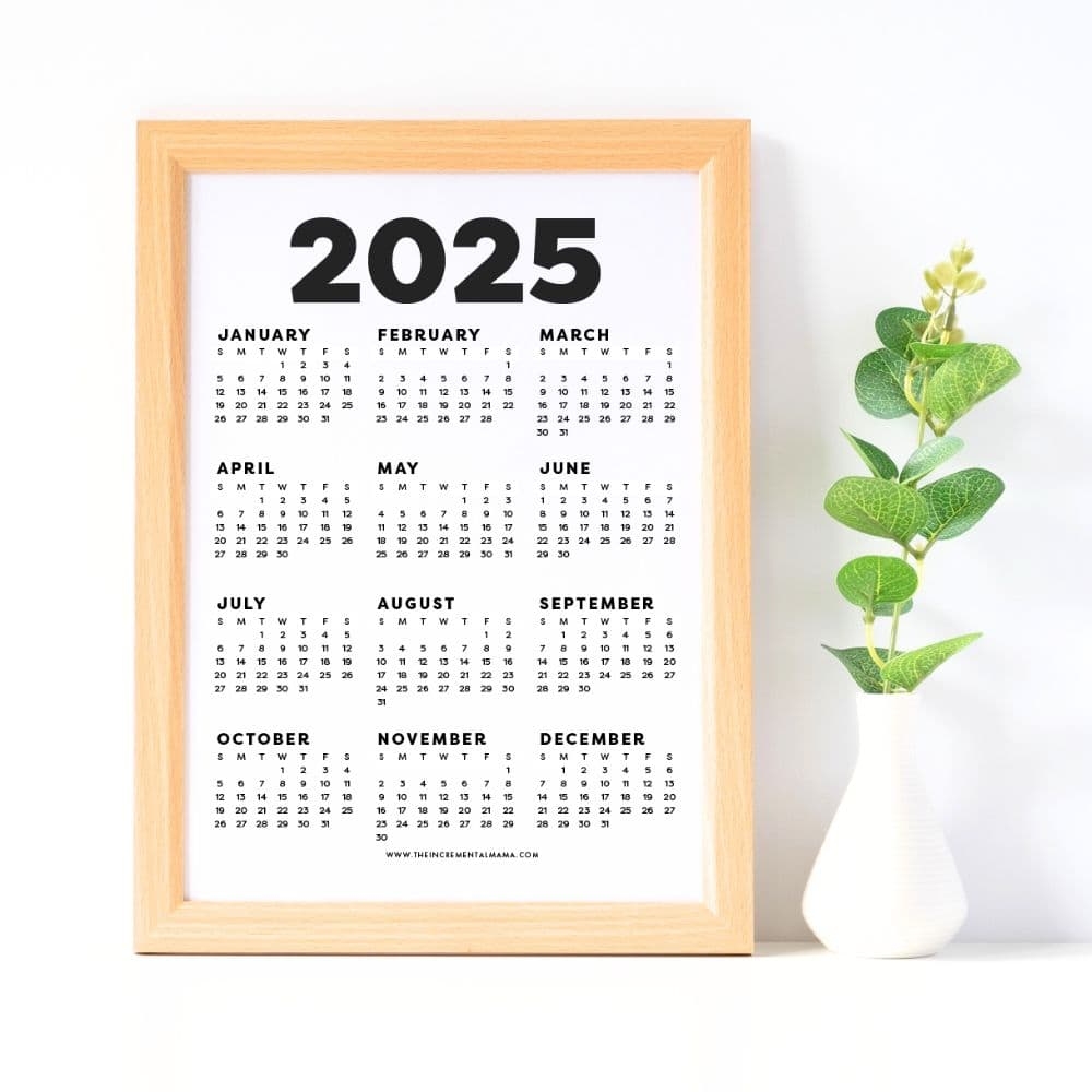 12 Free Printable One Page Yearly Calendars 2025 2026 2027 