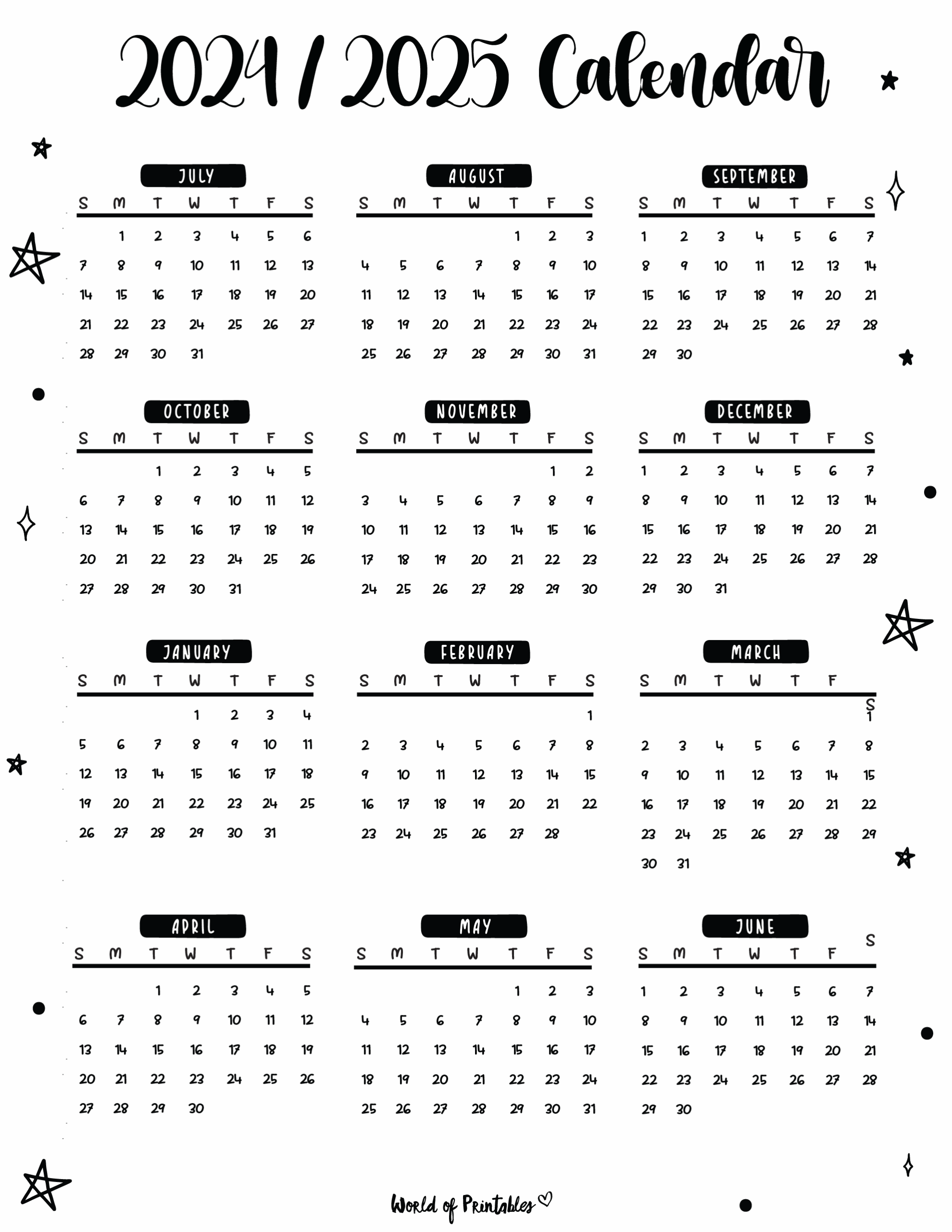 Free Printable 2025 Schoo Calendar