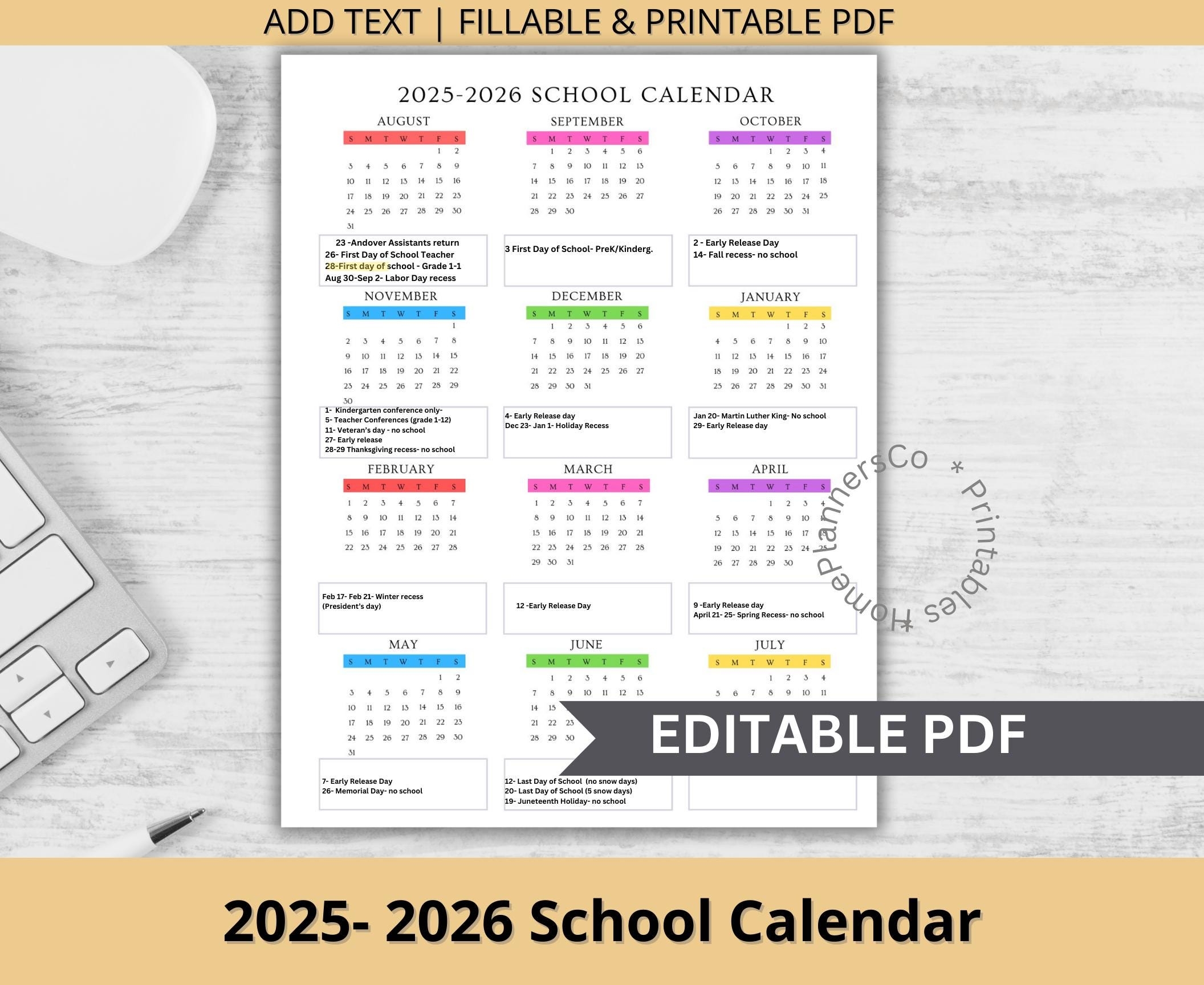 Free Printable Academic Year Calendar 2025 2026