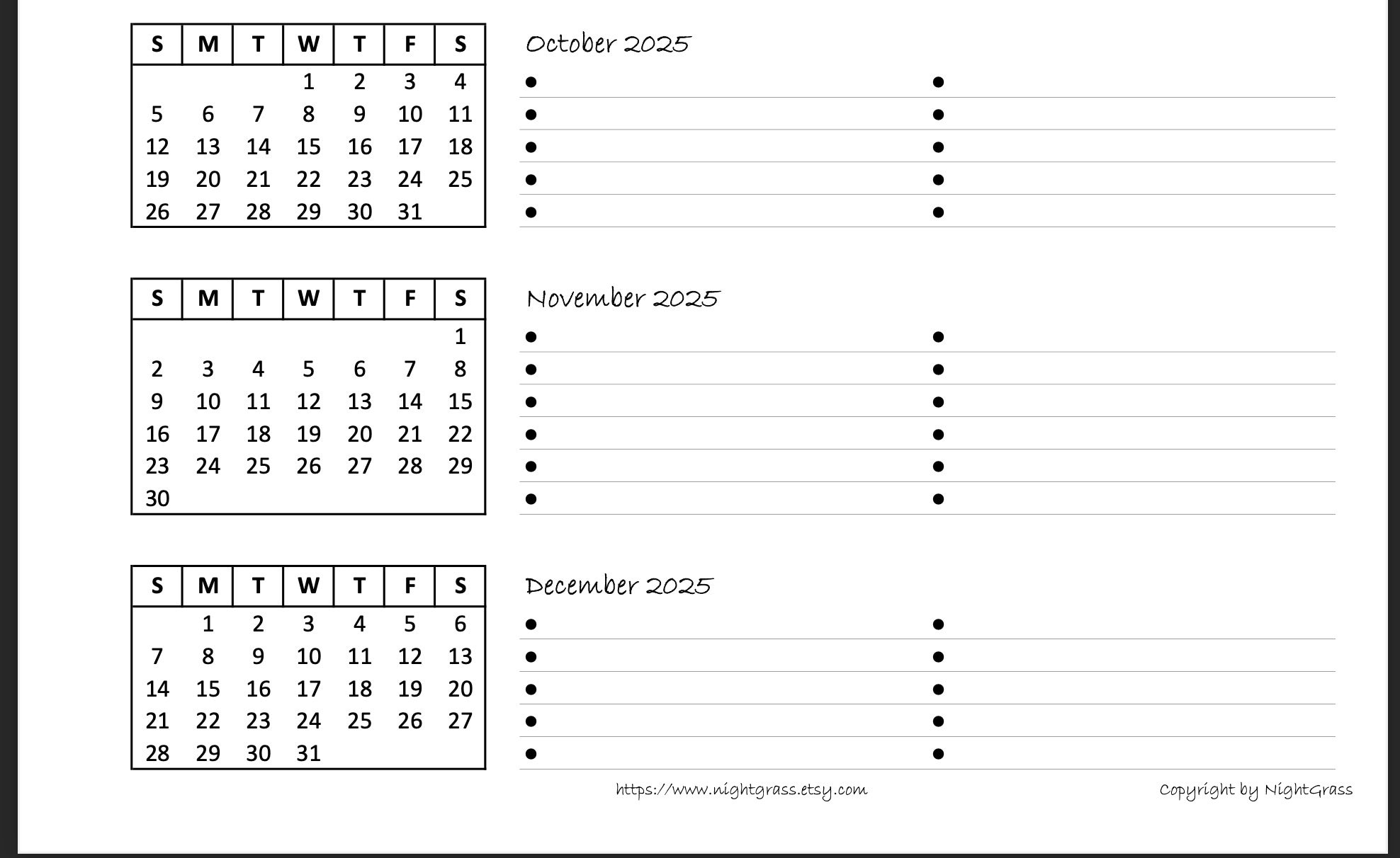 2025 6 month At A Glance Minimalist Calendar 8 5x11 Instant Digital Download PDF File Etsy