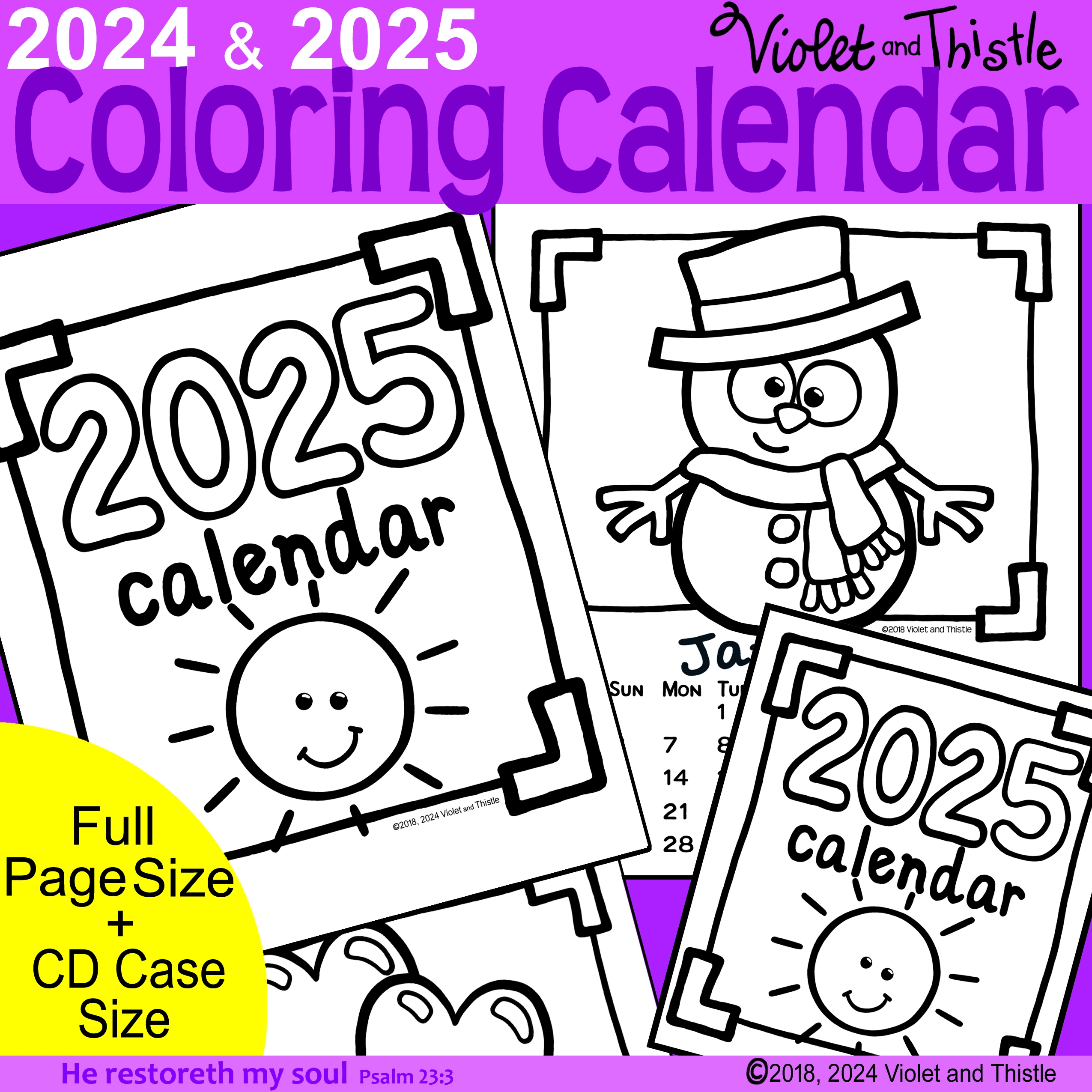 2025 And 2024 Coloring Calendar Printable To Color Parent Christmas Gift For Parent Kids Made By Teachers