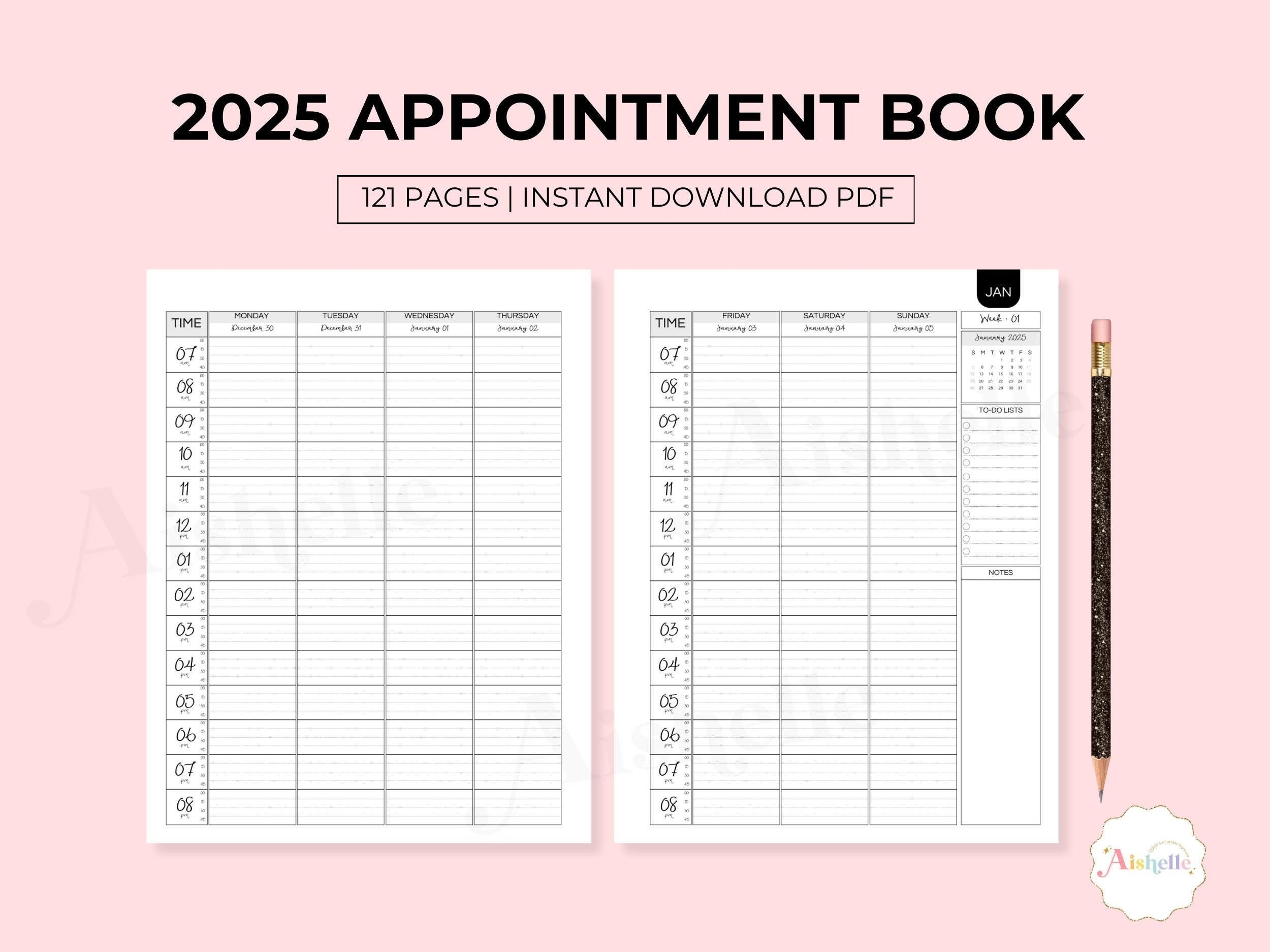 2025 Appointment Book Printable Appointment Planner With 15 
