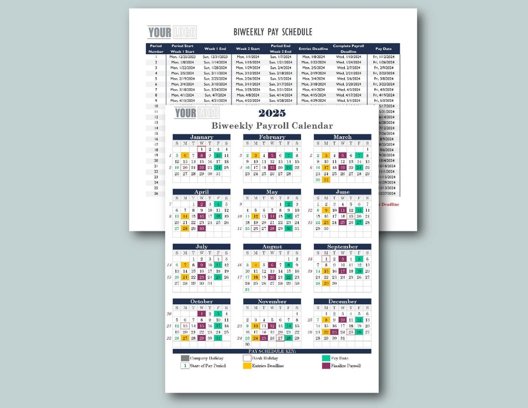 2025 Bi weekly Payroll Calendar U0026 Schedule Template excel Download printable Etsy