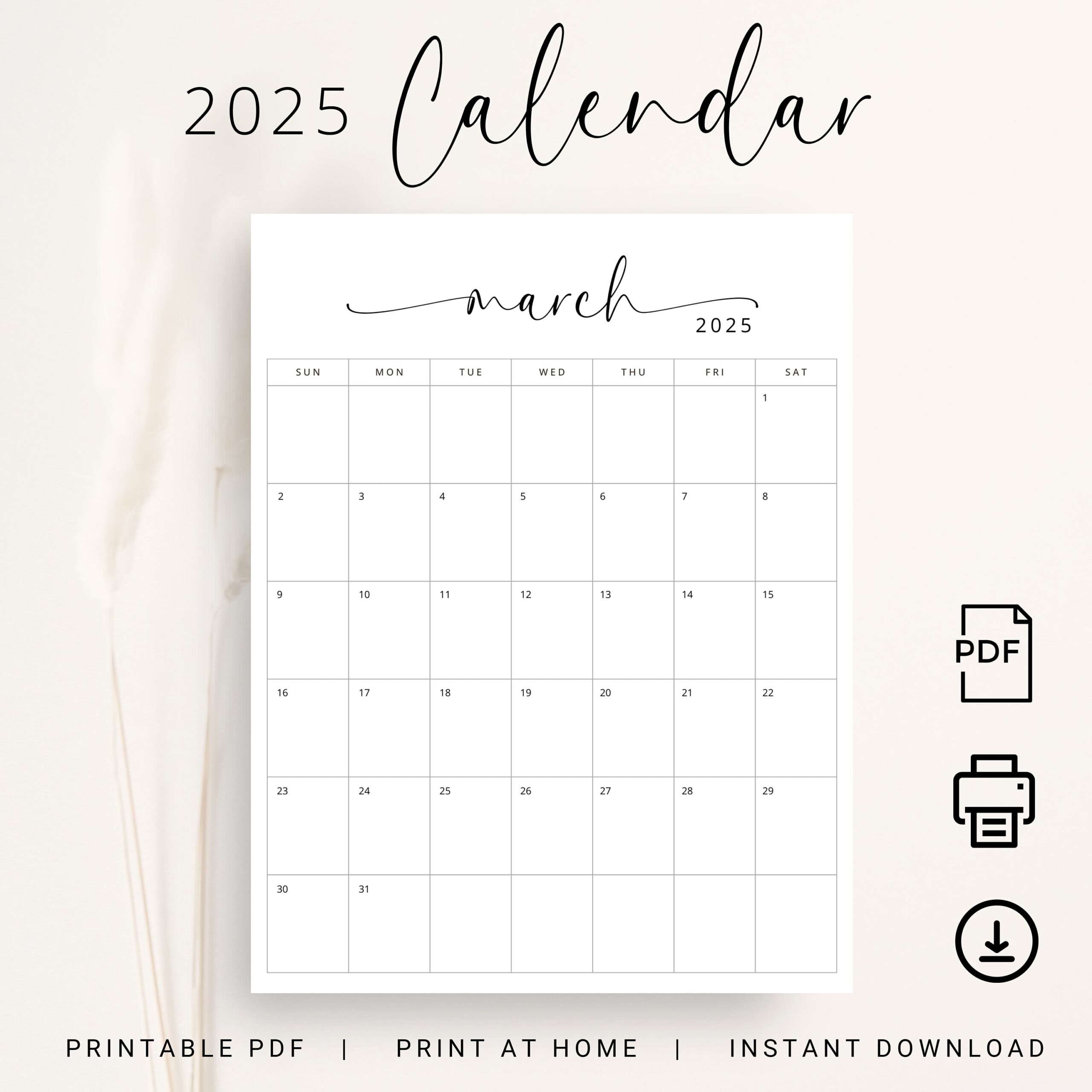 2025 Calendar 2025 Monthly Planner Vertical Sunday U0026 Monday Start 2025 Elegant Monthly Calendar A4 Letter Size Wall Calendar Printable 2025 Etsy