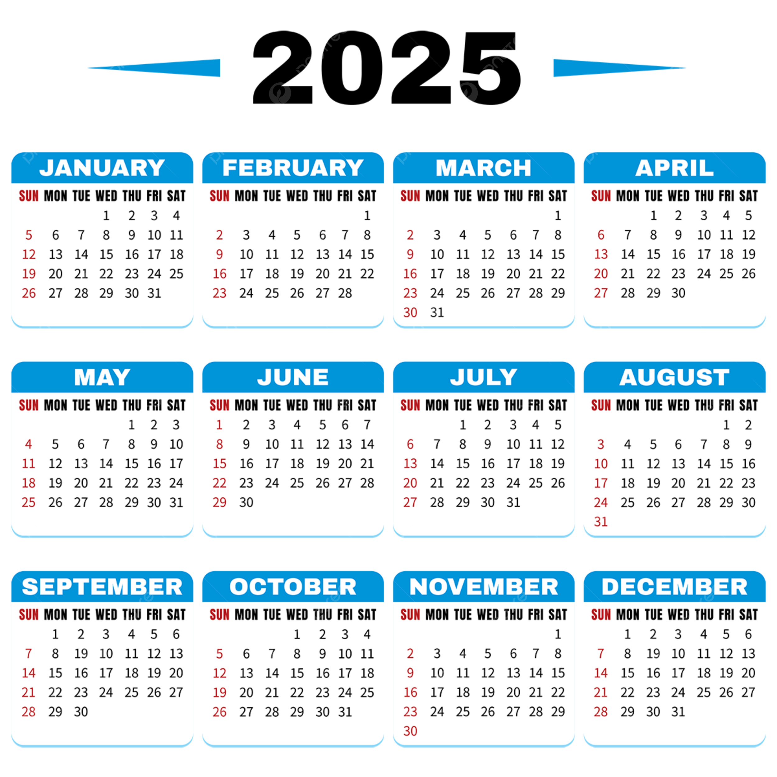 2025 Calendar Blue Vector 2025 Calendar Blue PNG And Vector With Transparent Background For Free Download