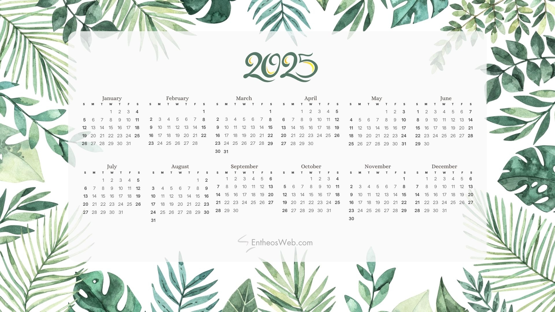 2025 Calendar Desktop Wallpaper And PDF Printables EntheosWeb