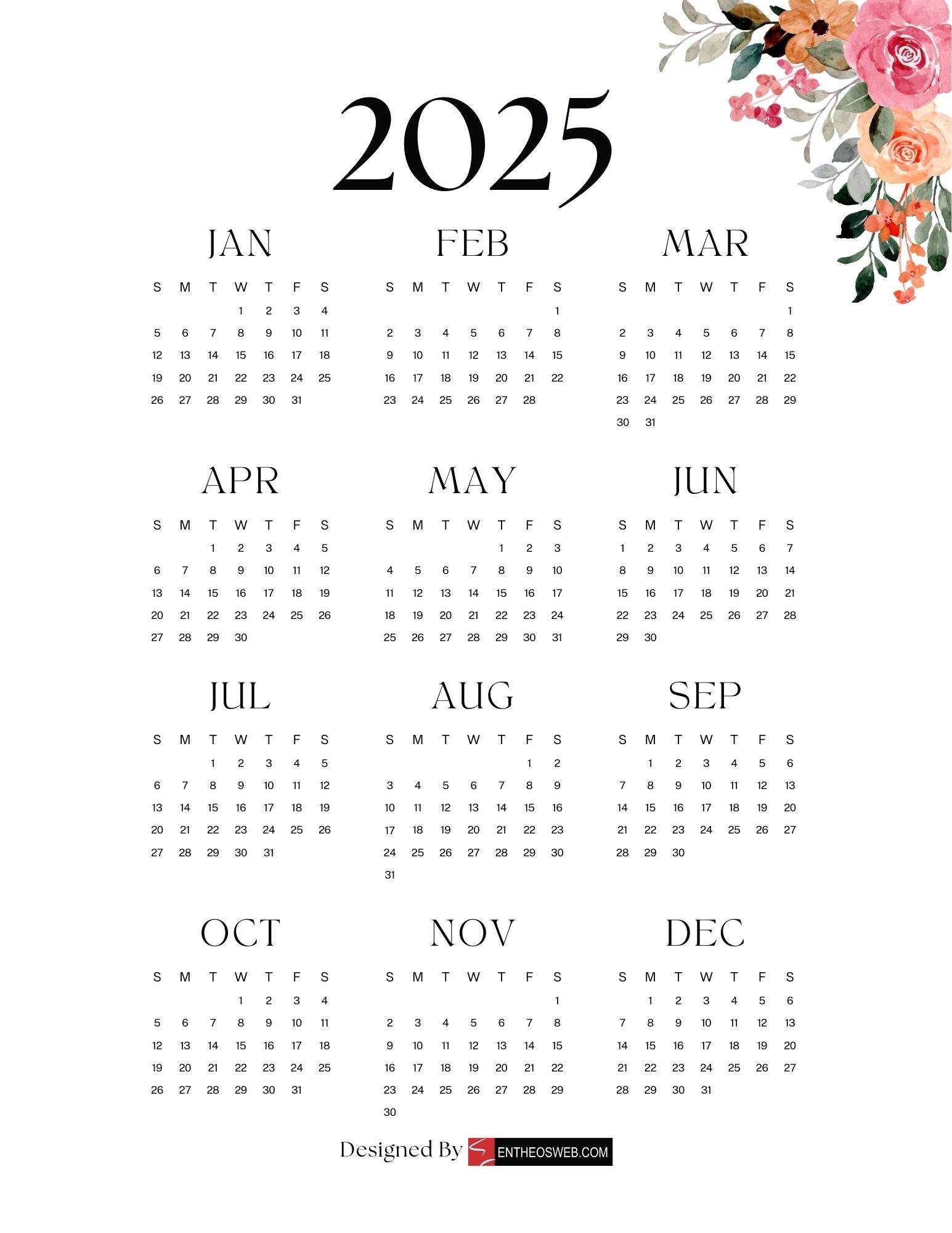 Free Printable 2025 Desk Calendar Cards