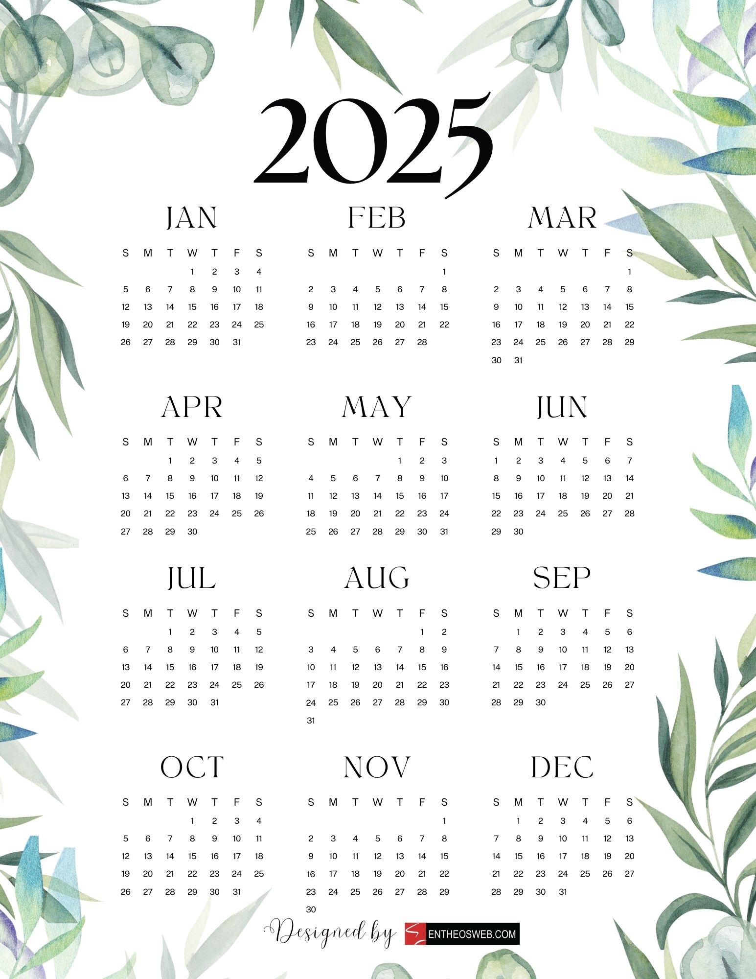 Free Printable 2025 Desktop Calendar