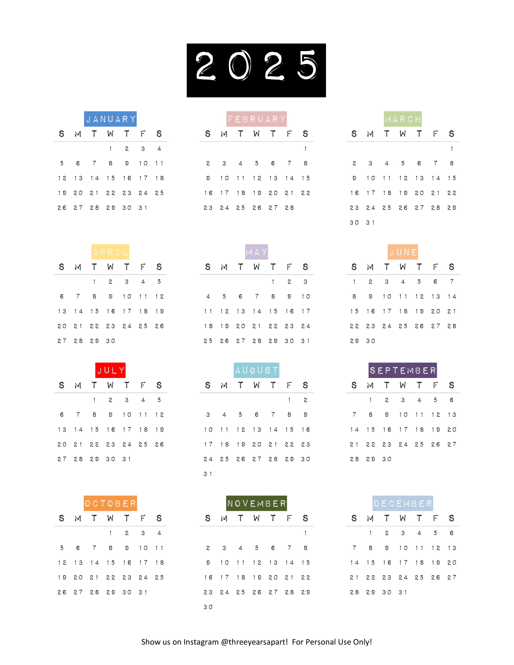 2025 Calendar Free Printable Bullet Journal And Planner Free Download Year at a Glance U0026 Future Log 3 Years Apart