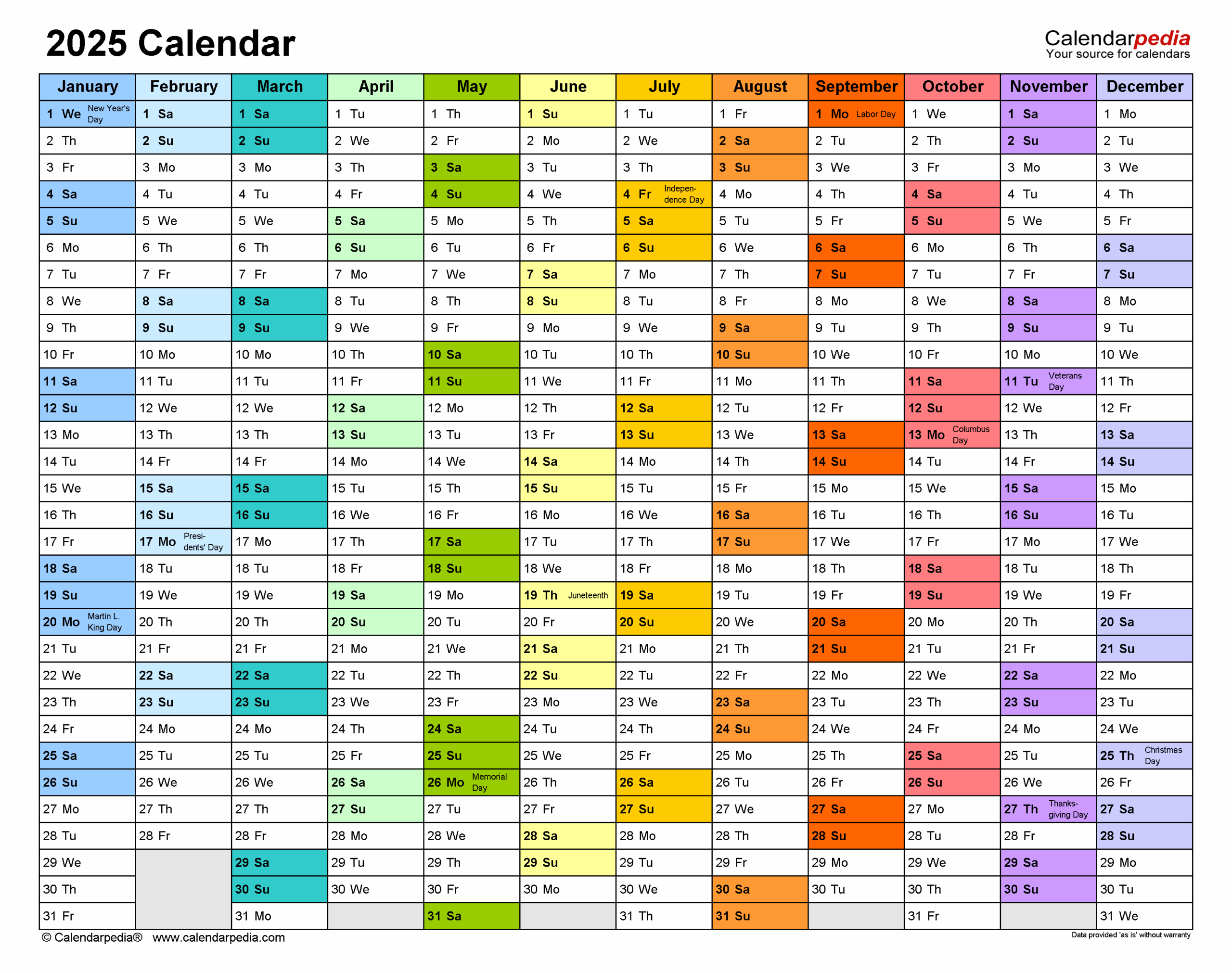 Free Printable 2025 Calendar With Holidays South Africa