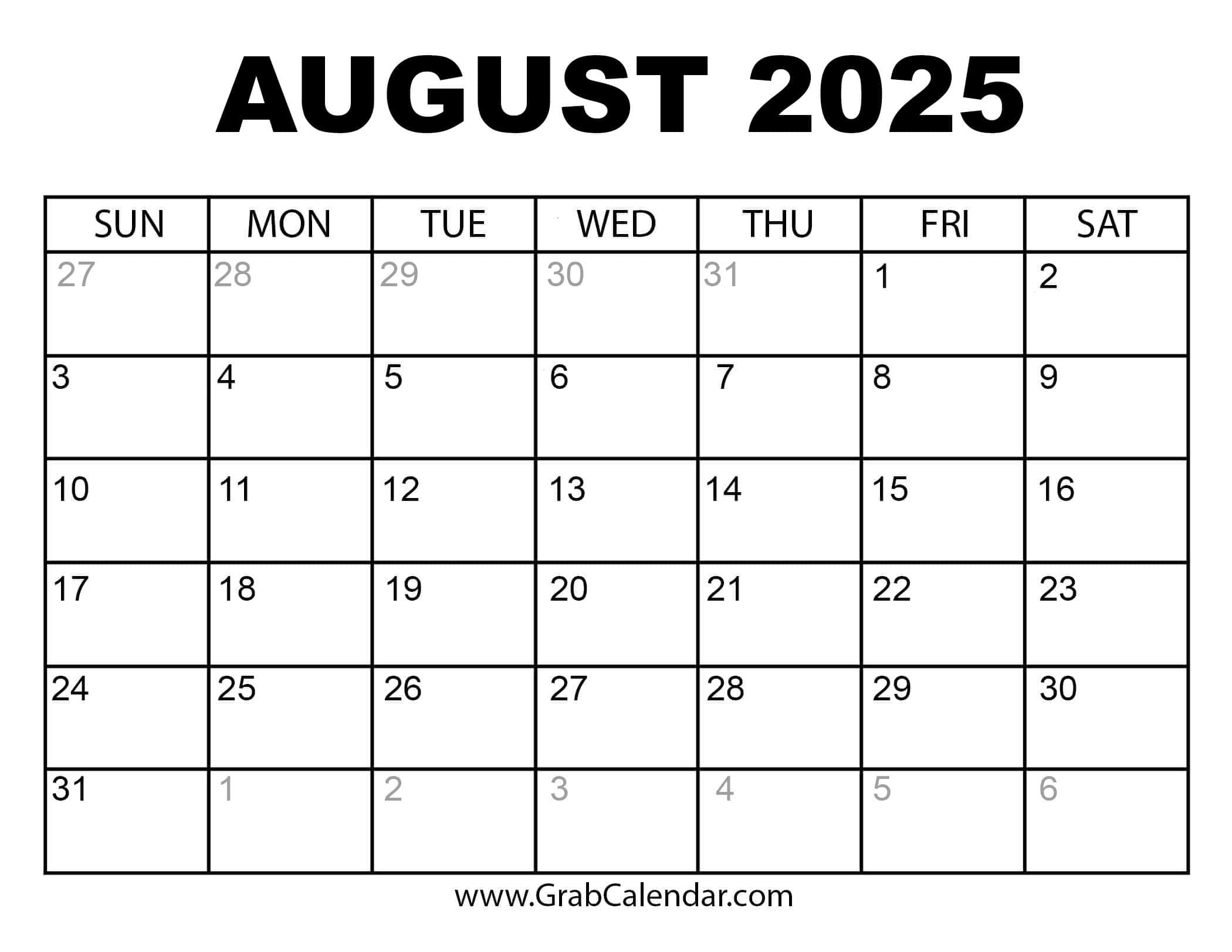 2025 Calendar Grab Calendar