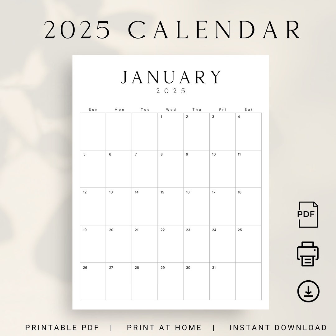 2025 Calendar Printable 2025 Monthly Planner Portrait 2025 LUXE 