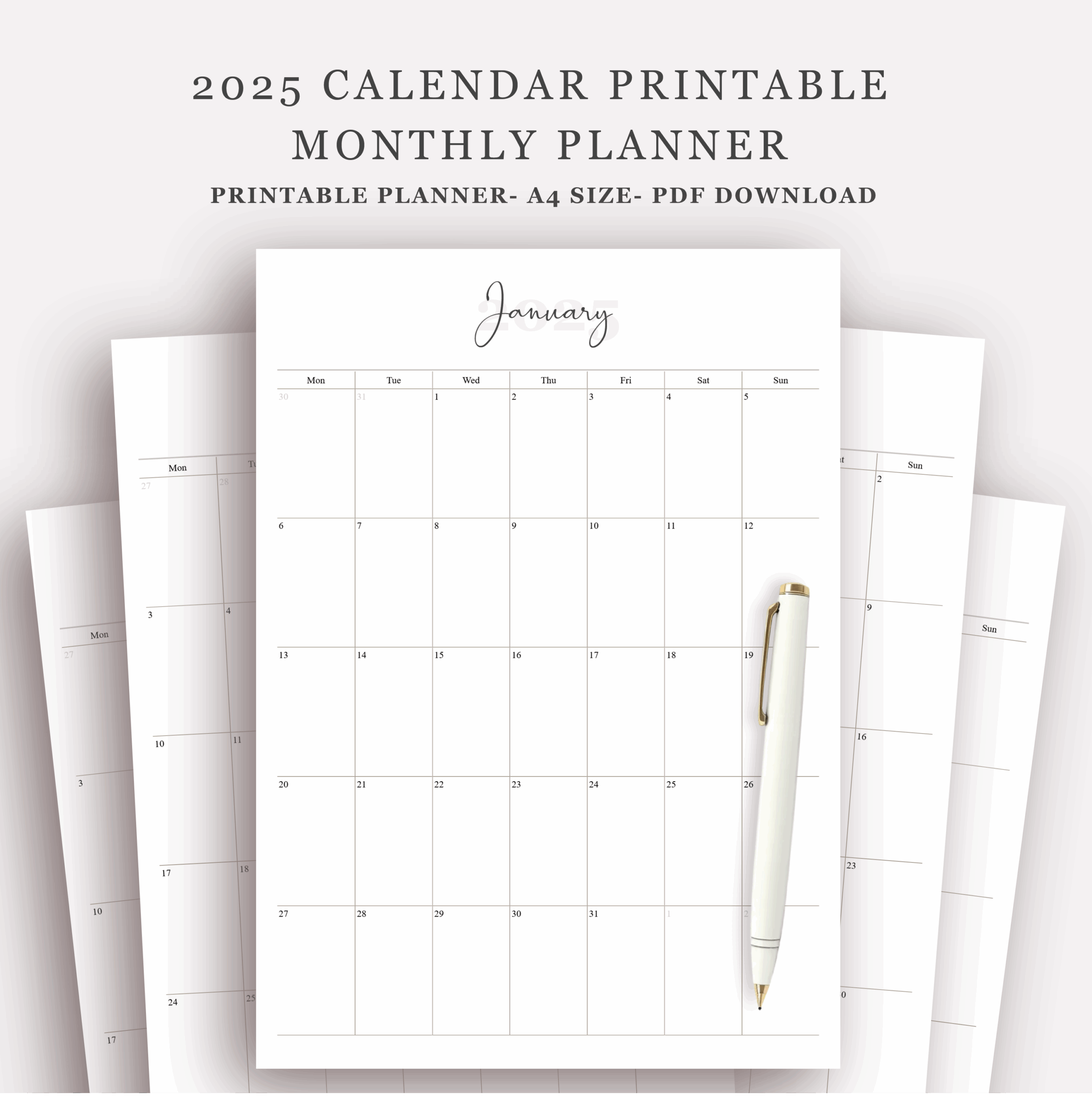 Free Printable 2025 Monday Start Calendar