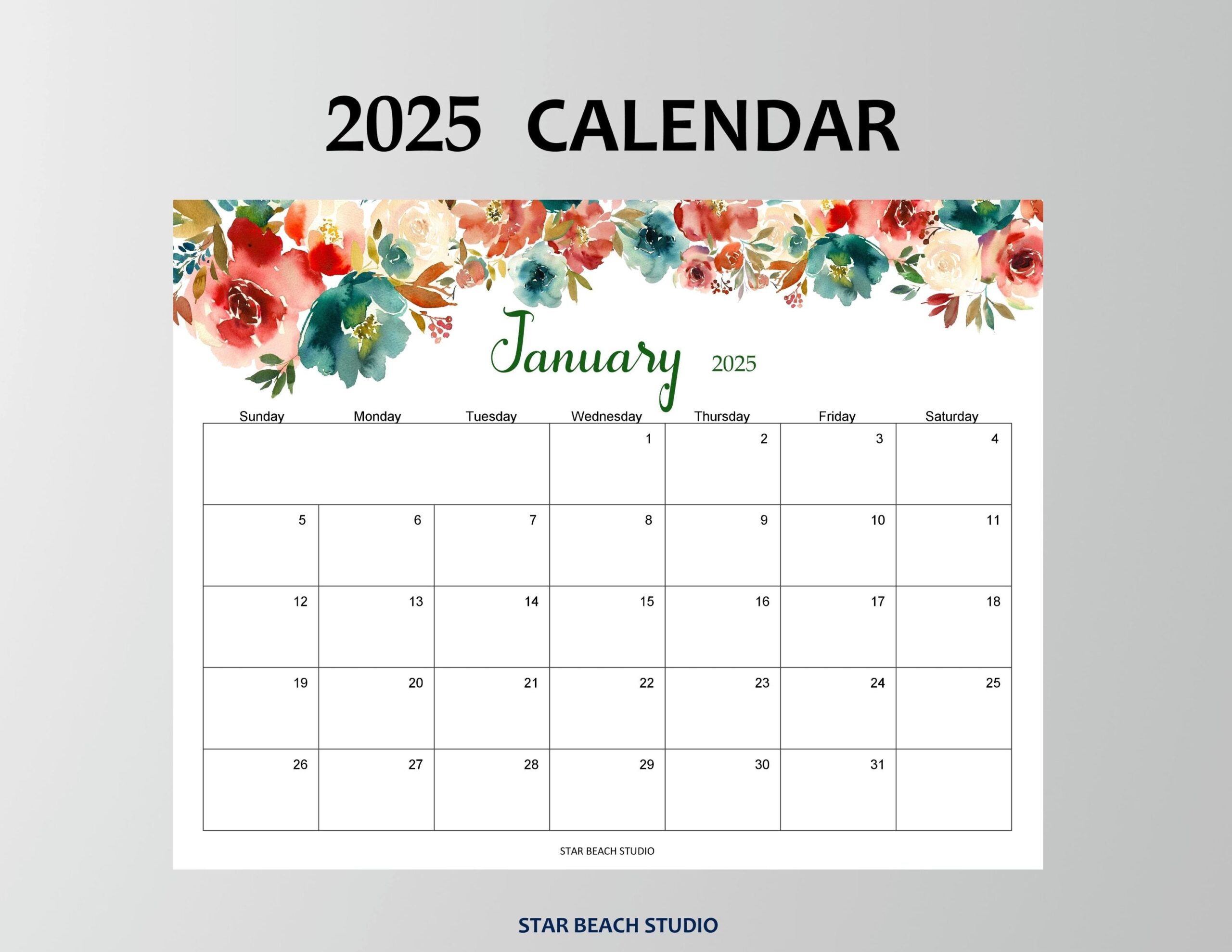 Free Printable A4 Monthly Calendar 2025