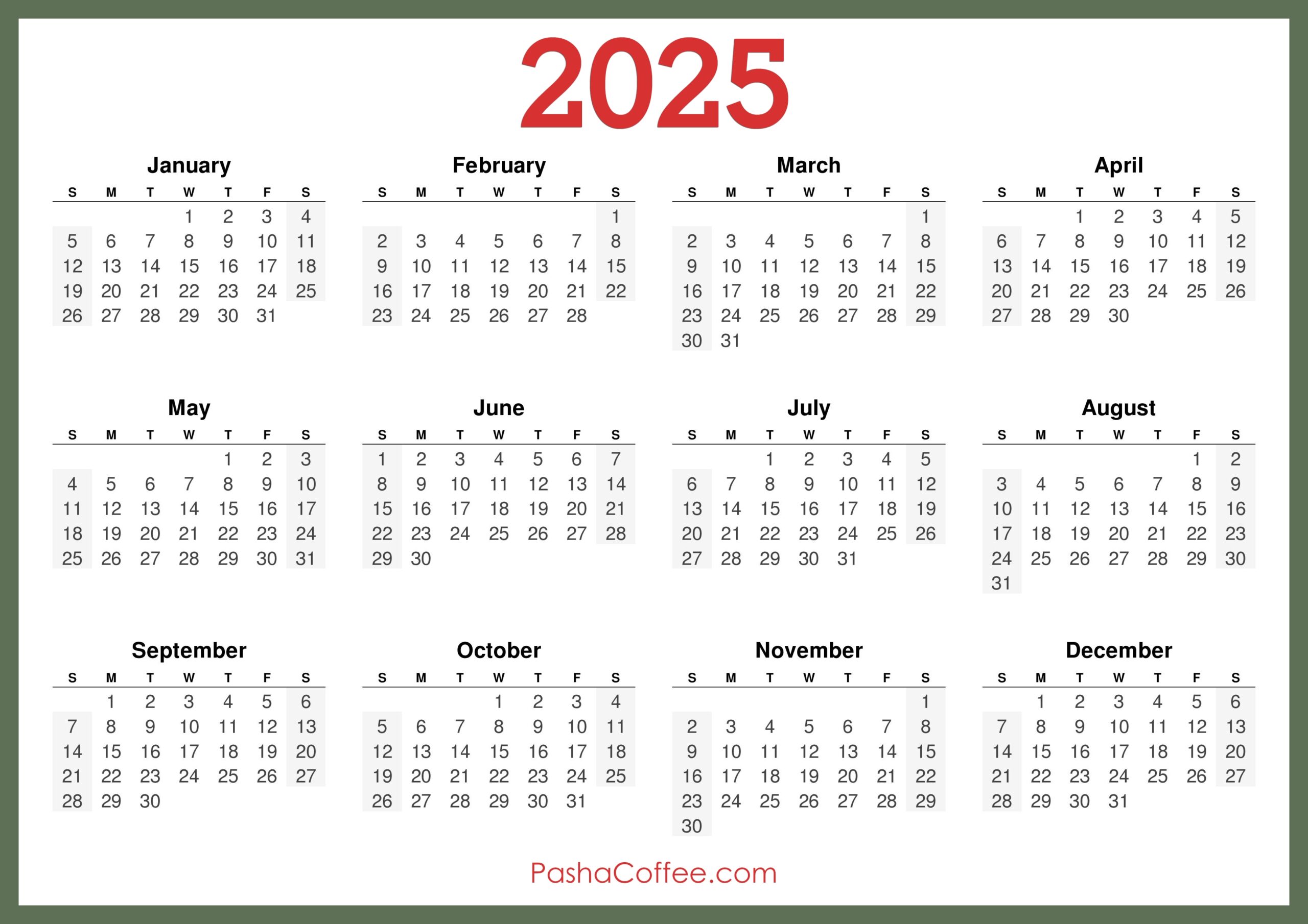 Free Printable 2025 Calendar Without Download