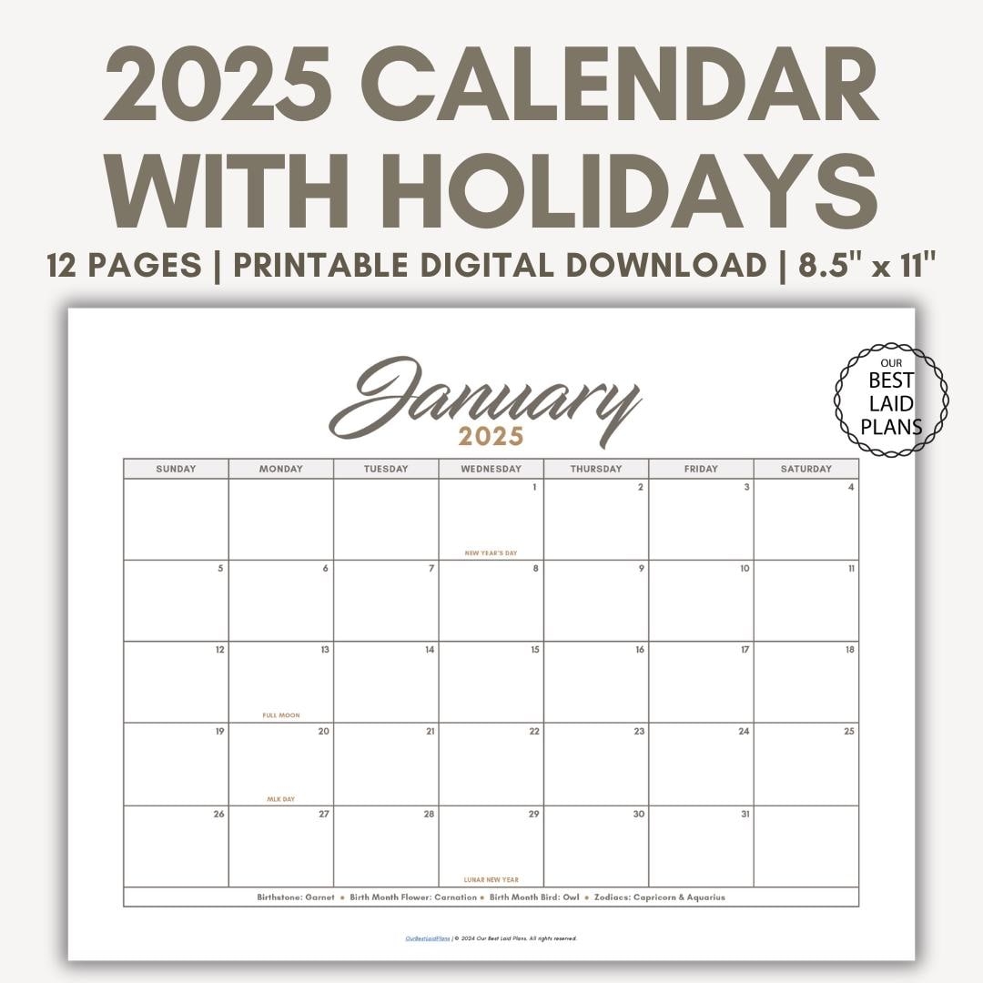 Free Printable 2025 Calendar Canada