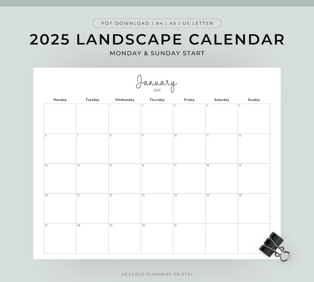 Free Printable 2025 Calendar Landscape