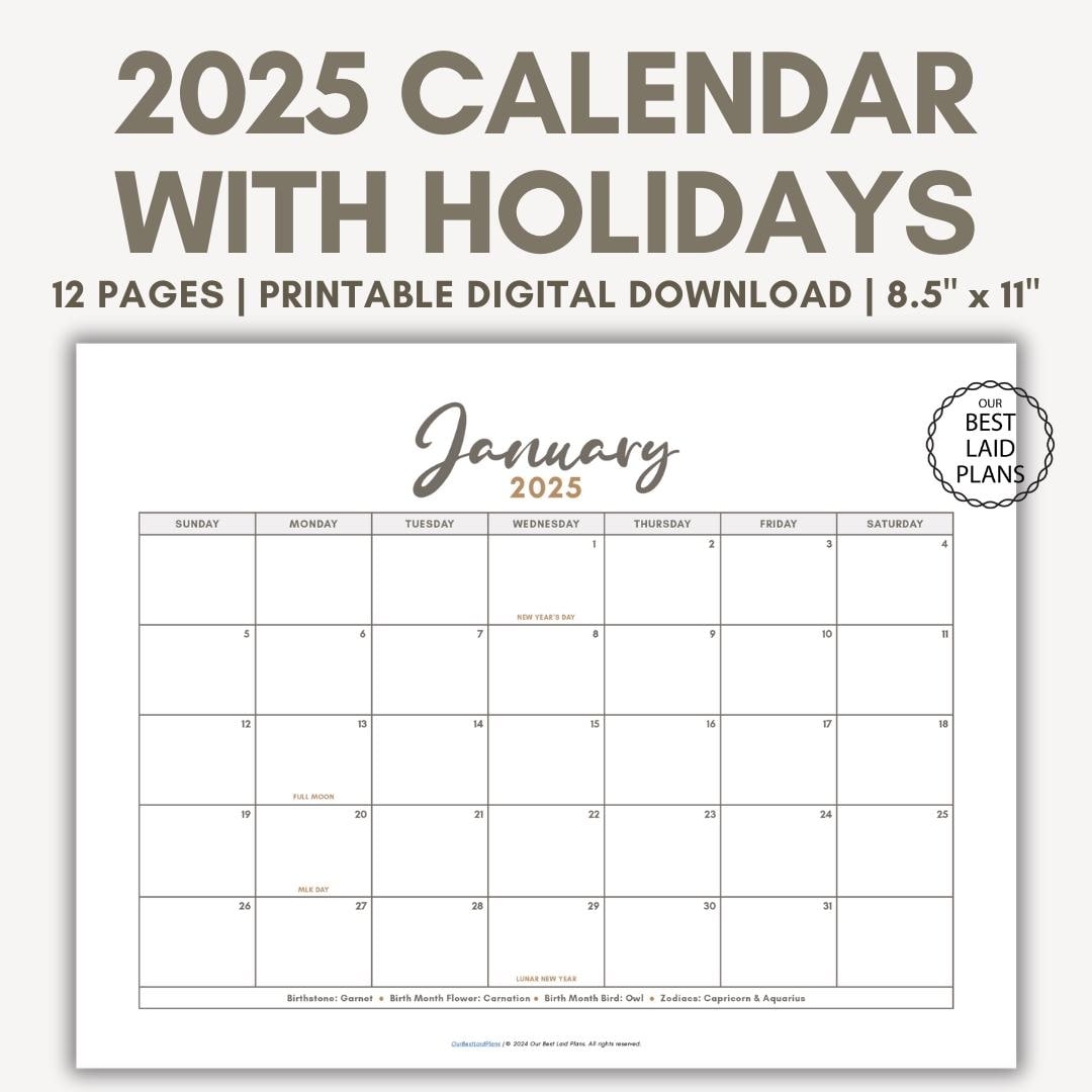 Free Printable 2025 Monthly Calendar With Holidays Vertical