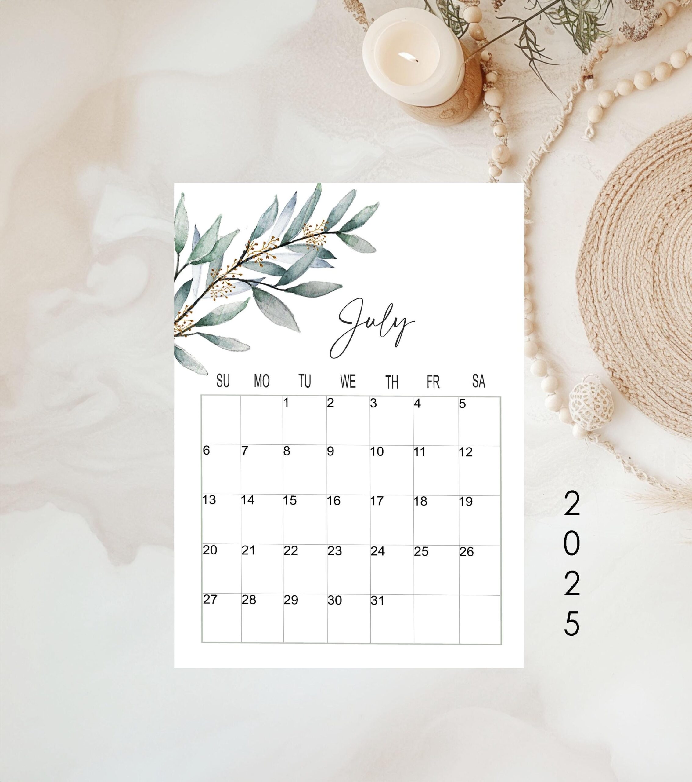 Free Printable 2025 Calenders With Leaves