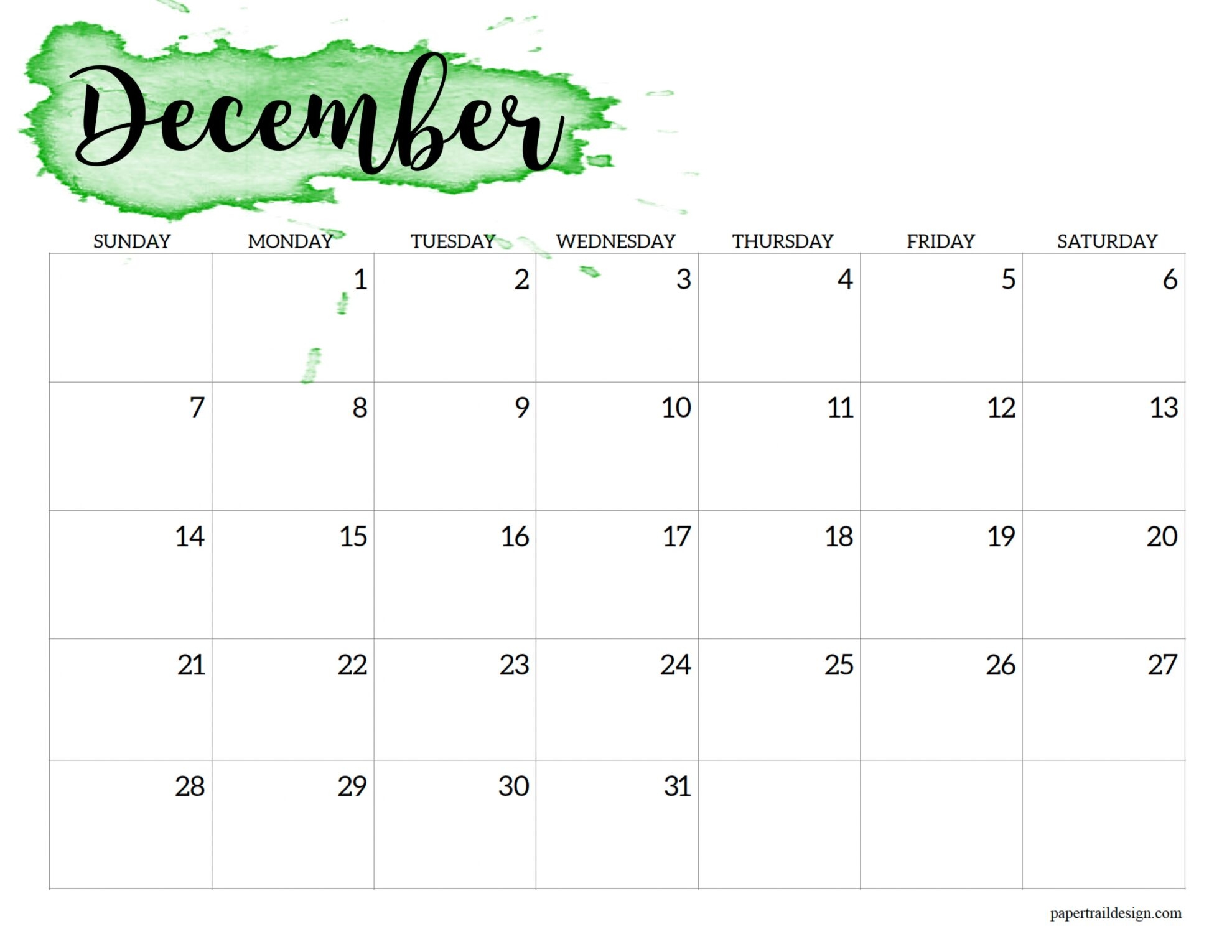 Free Printable Calendar 2025 Paper Trail Design