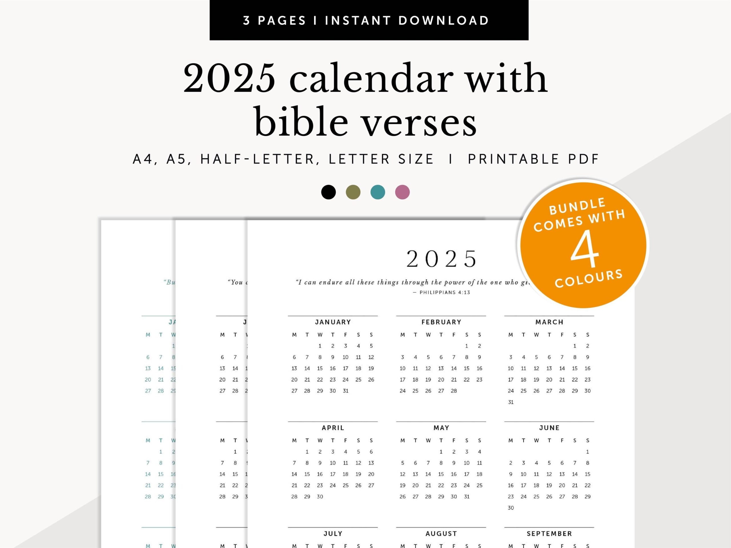 2025 Calendar With Bible Verses 2025 Christian Calendar 2025 