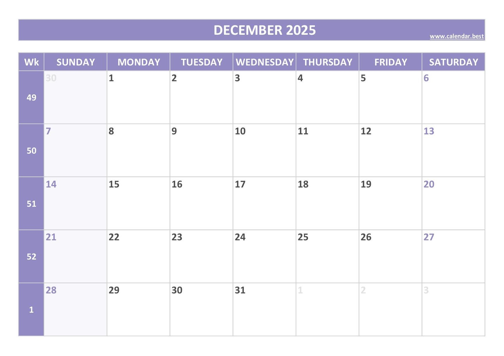 2025 Calendar With Week Numbers US And ISO Week Numbers 