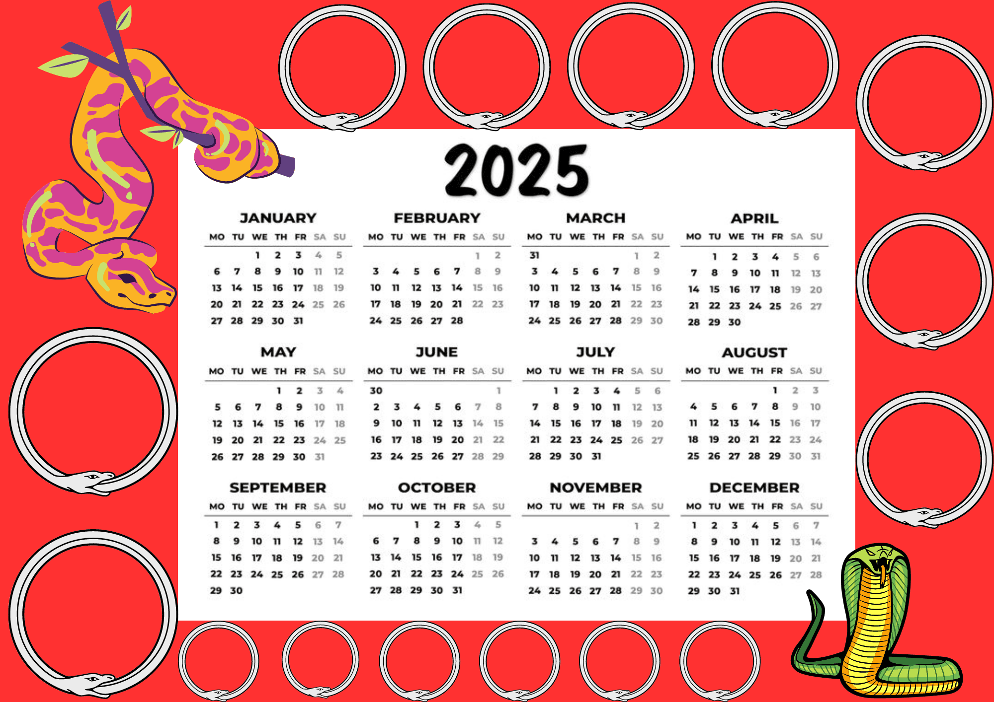 2025 Calendar Year Of The Snake By Rasadaleah Raket PH