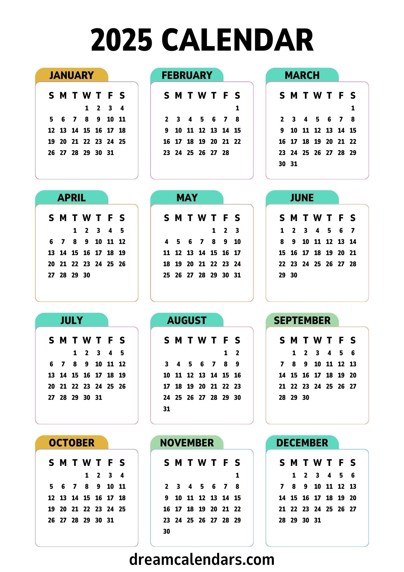 Free Printable 2025 Calendar With Holidays Vertical