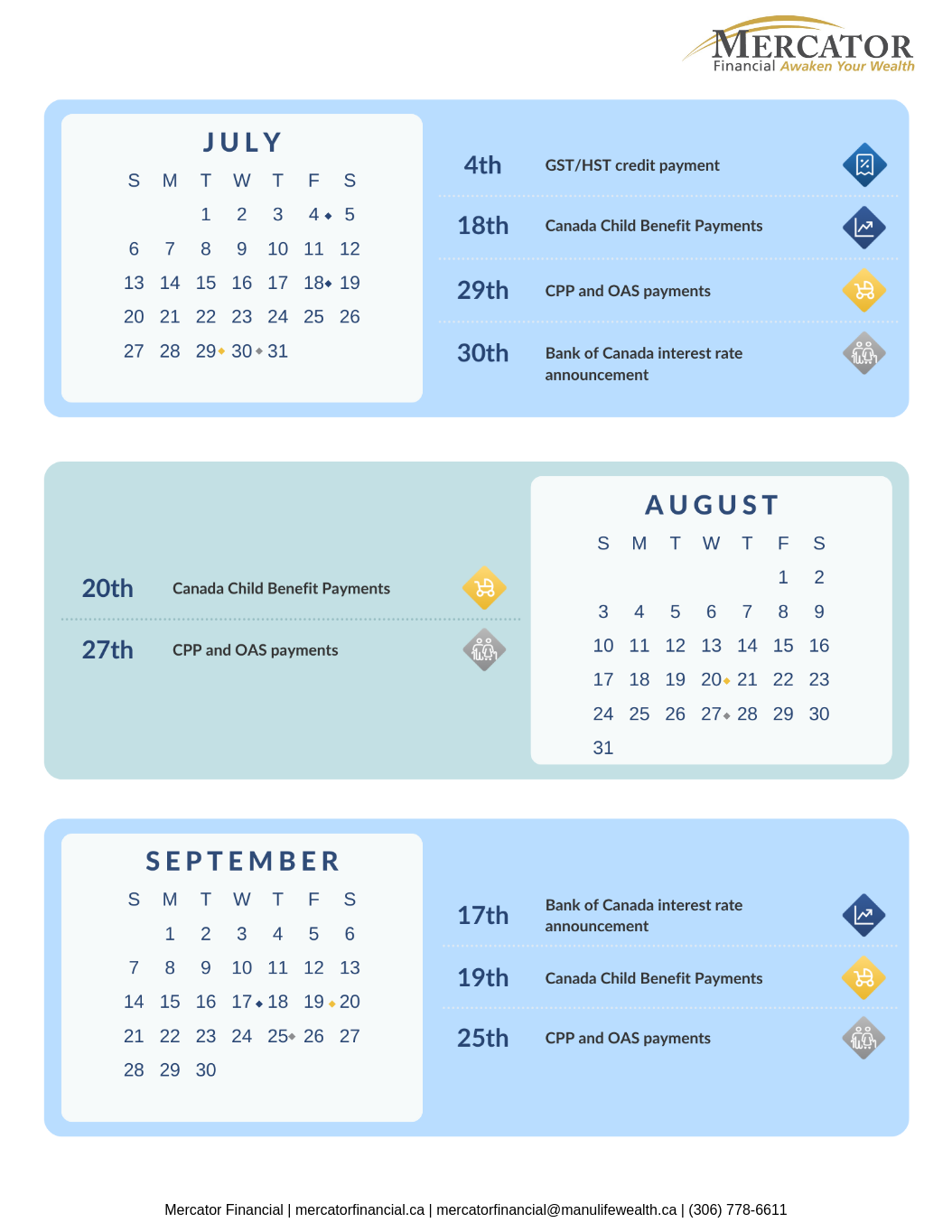 2025 Financial Calendar Mercator Financial