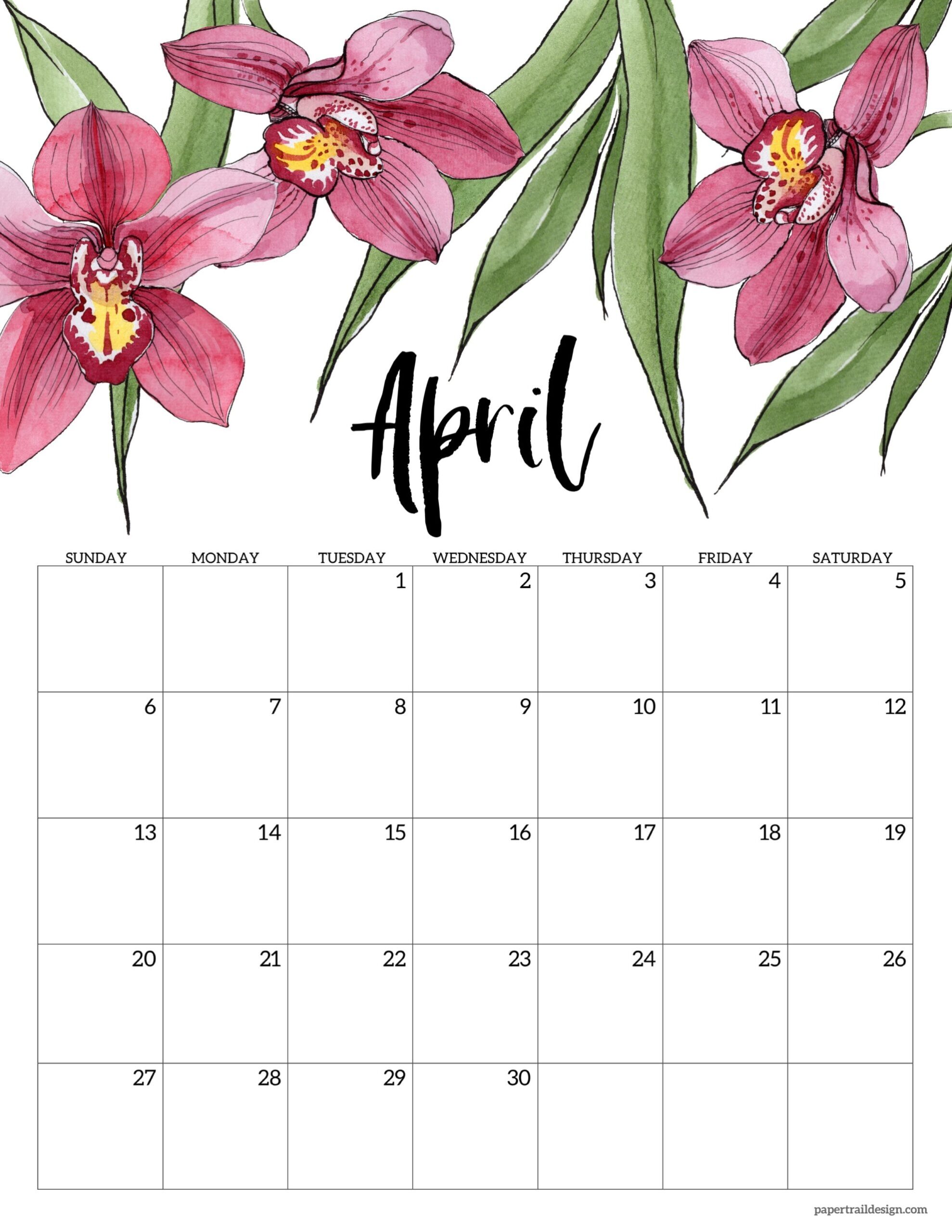 2025 Free Printable Calendar Floral Paper Trail Design