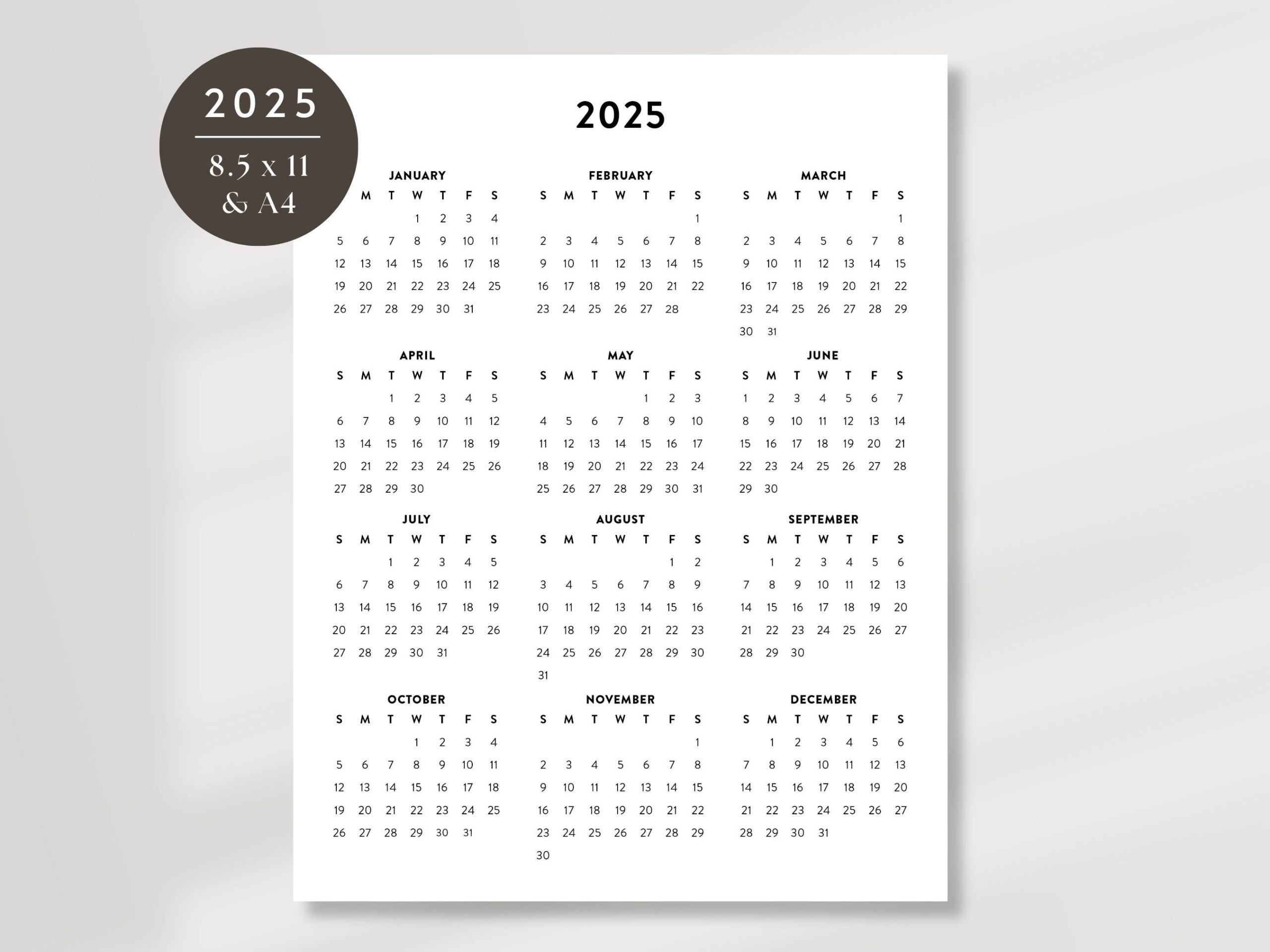 Free Printable 2025 Calendar 5 5 X 8 5