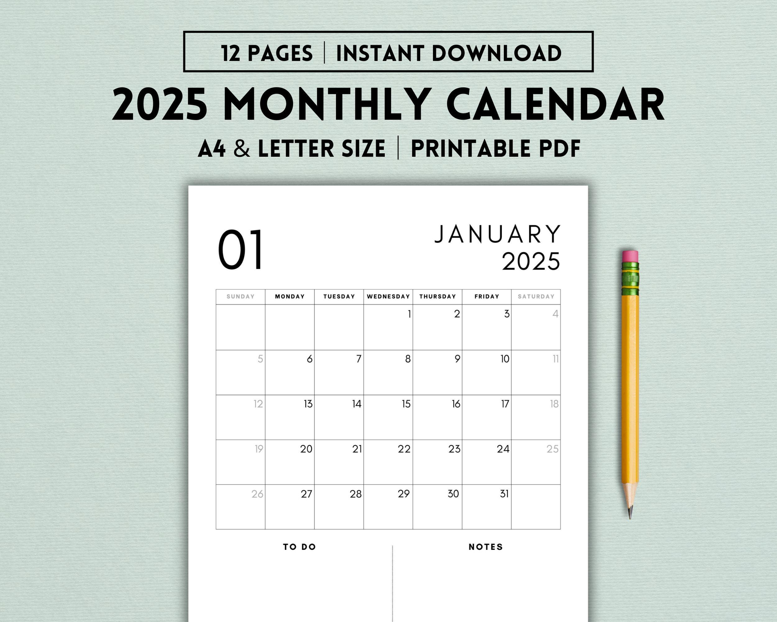Free Printable 2025 Vertical Monthly Calendar