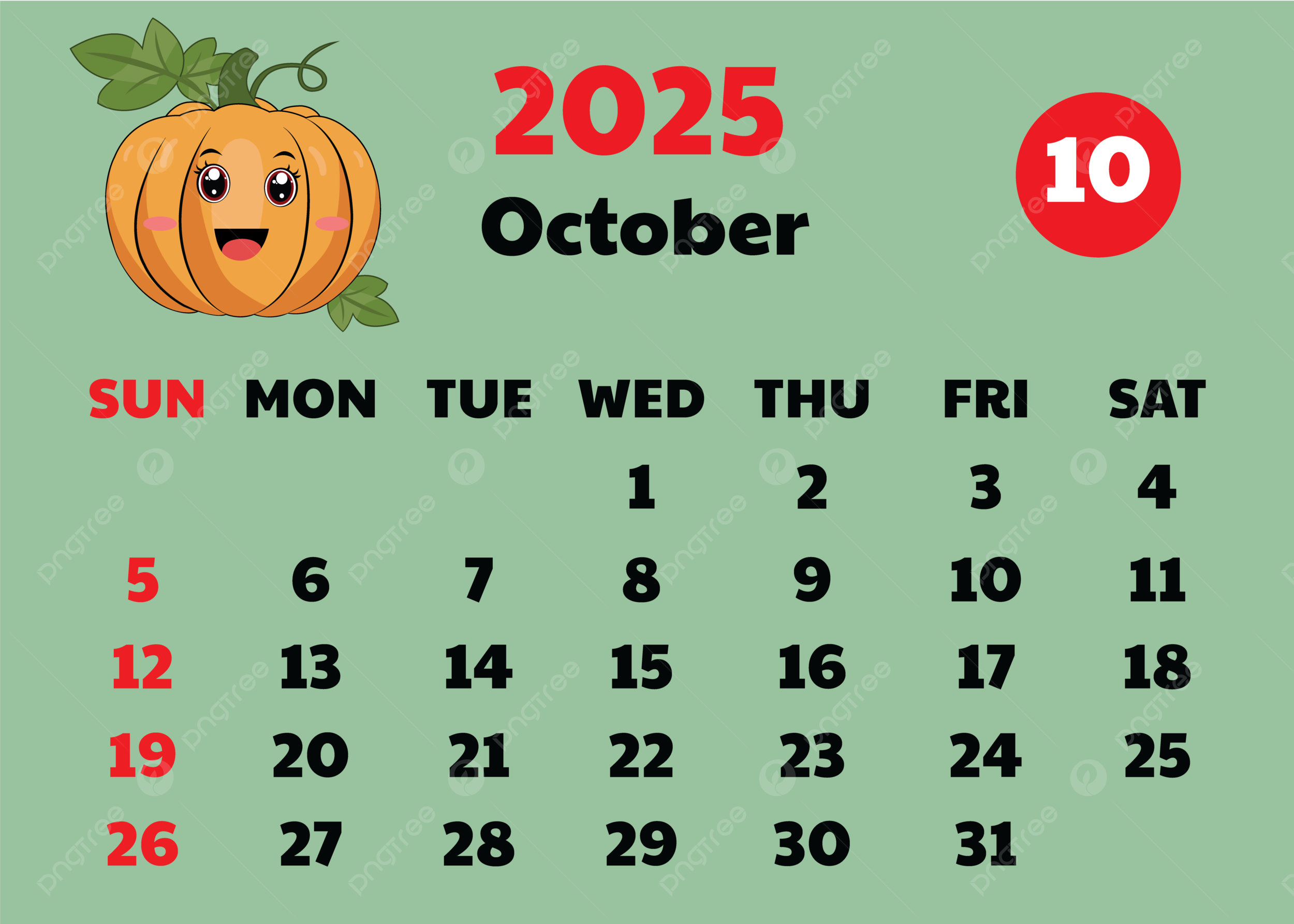 October Wallpaper Calendar 2025