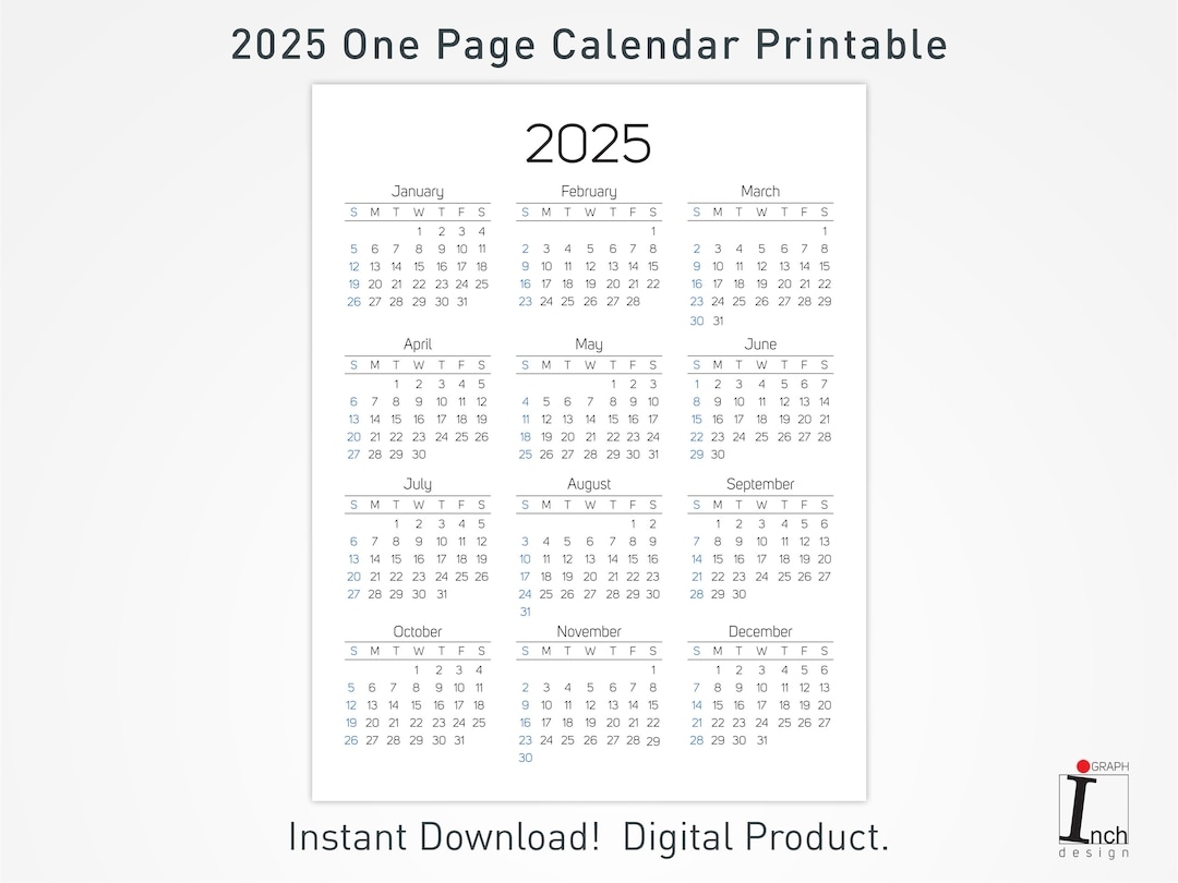 Free Printable 12 Month Calendar On One Page 2025