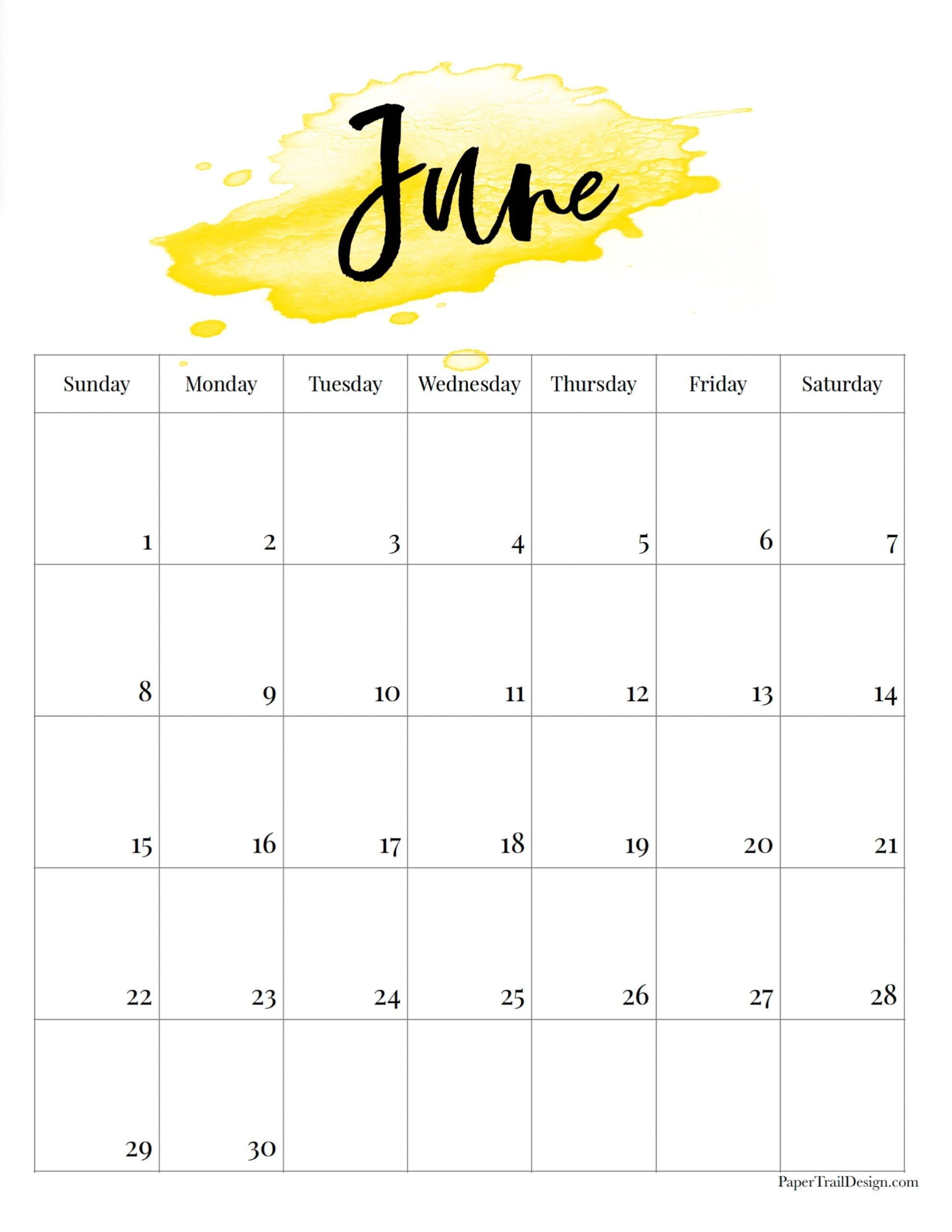 2025 Printable Calendar Watercolor Paper Trail Design