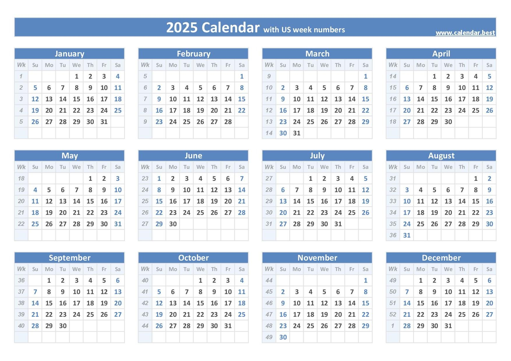 Free Printable 6 Week Calendar 2025
