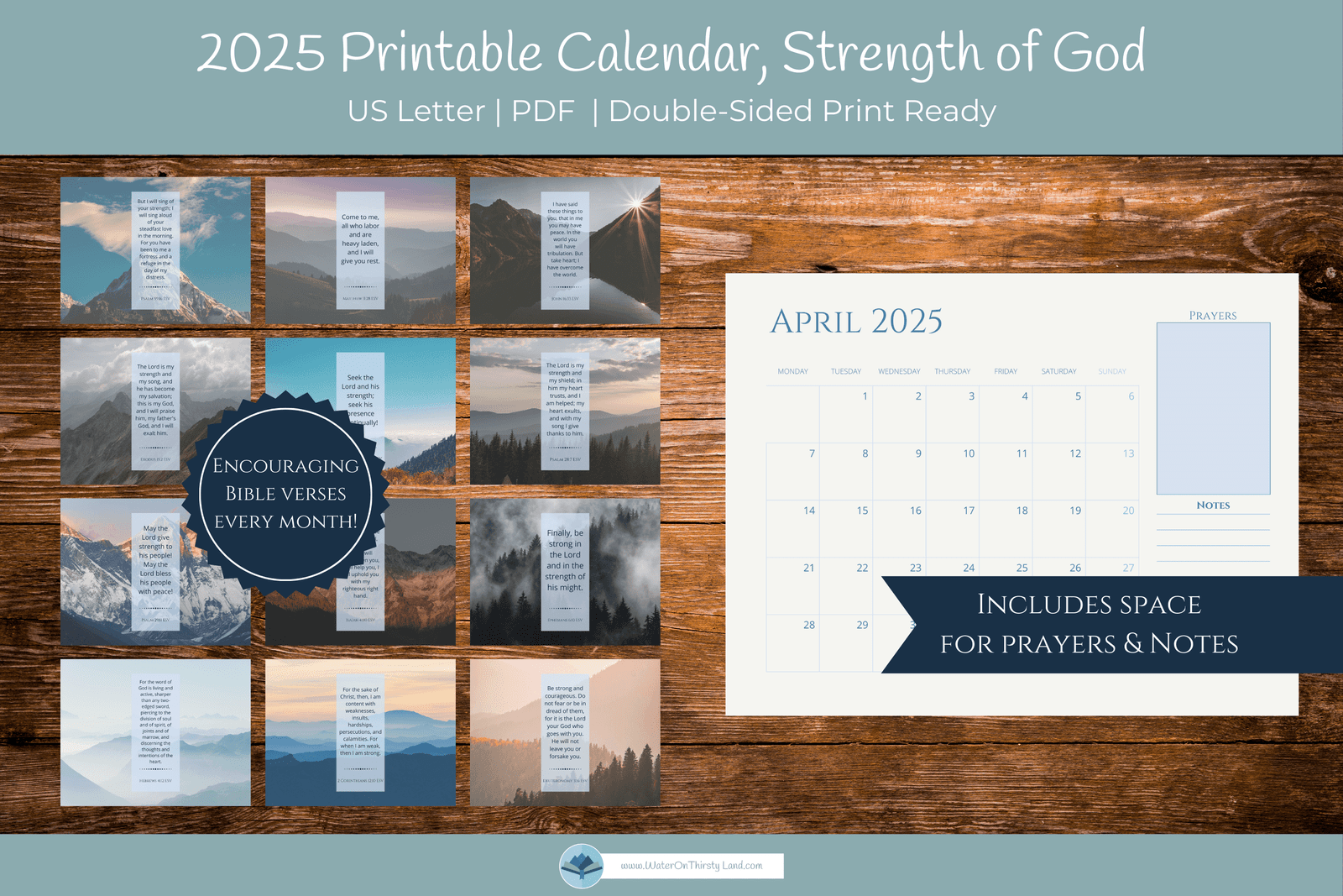 Free Printable 2025 1 Page Calendar Scripture
