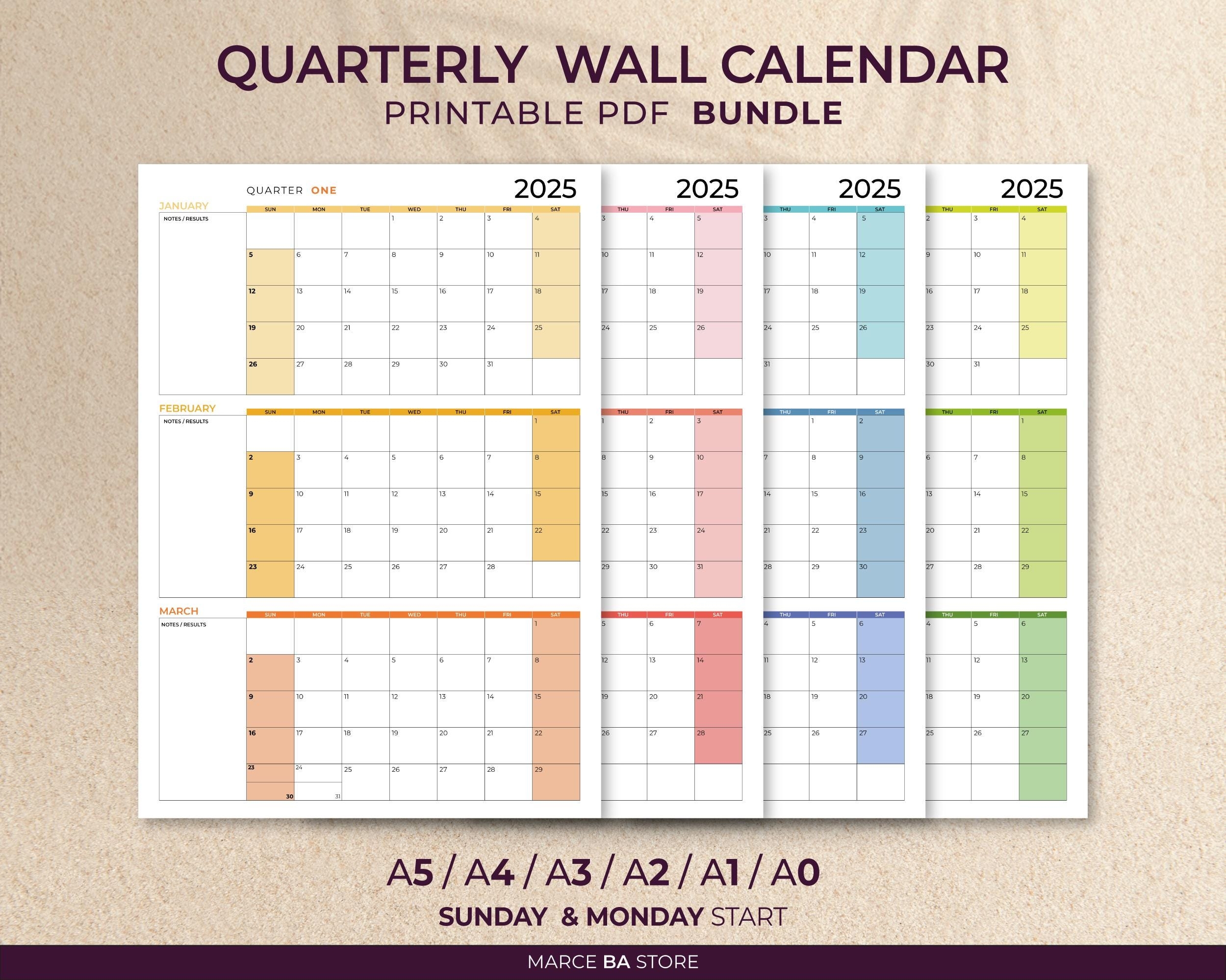 2025 Quarterly Calendar Printable