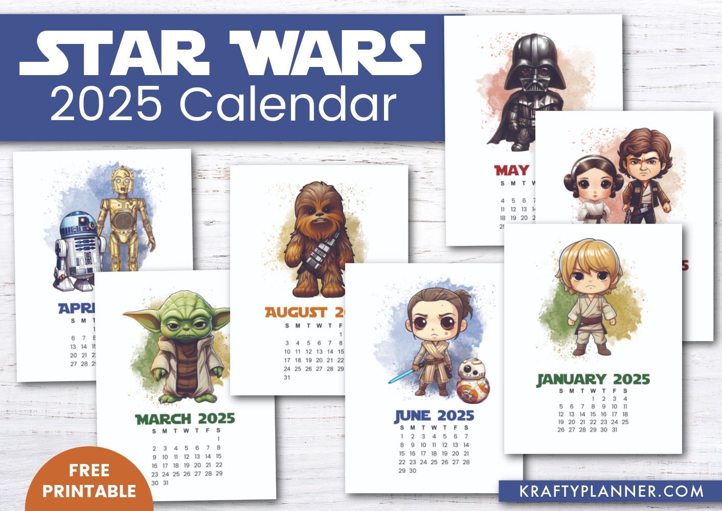 2025 Star Wars Calendar Free Printable Krafty Planner