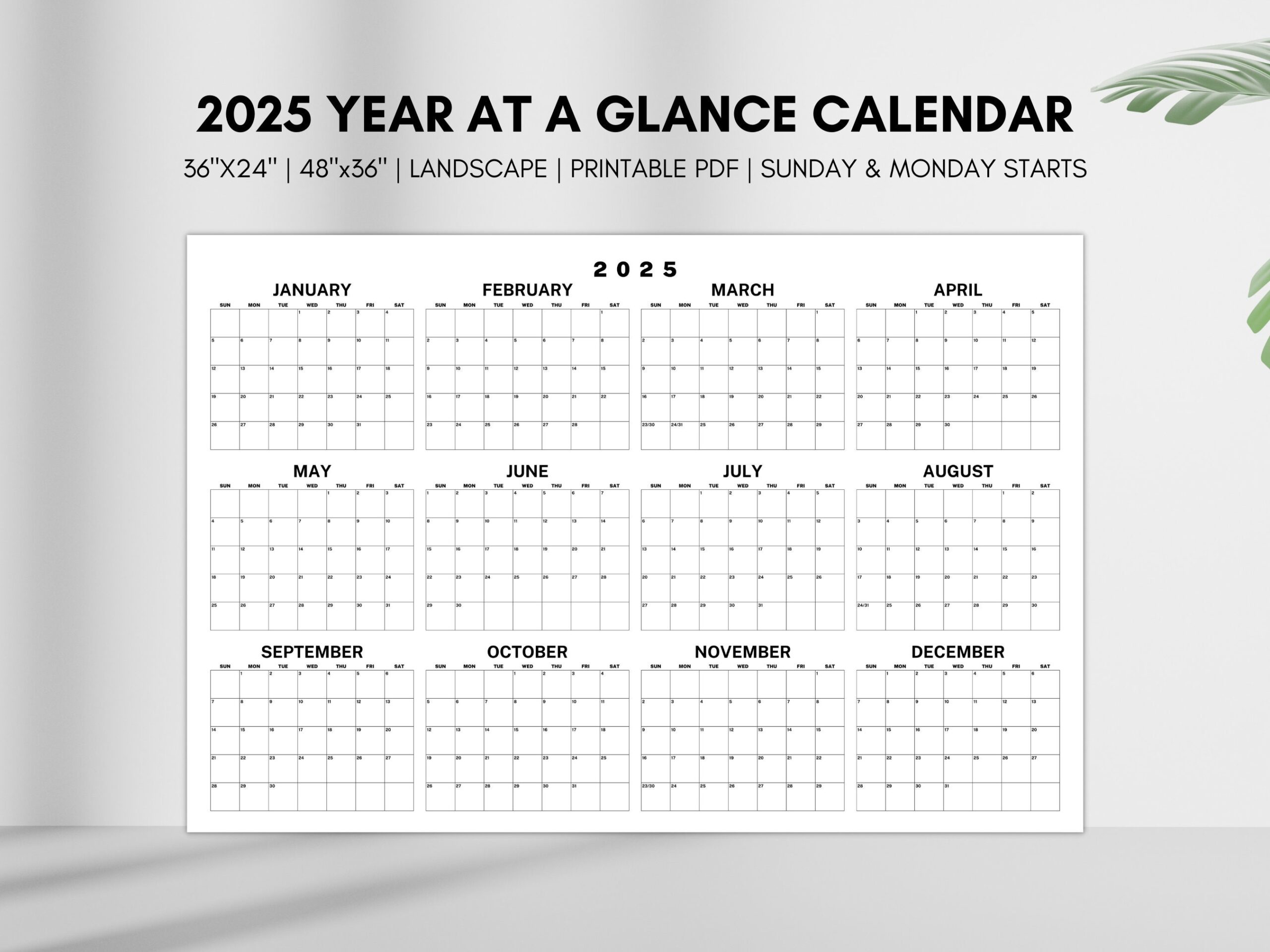 Free Printable 2025 Year At A Glance Calendar