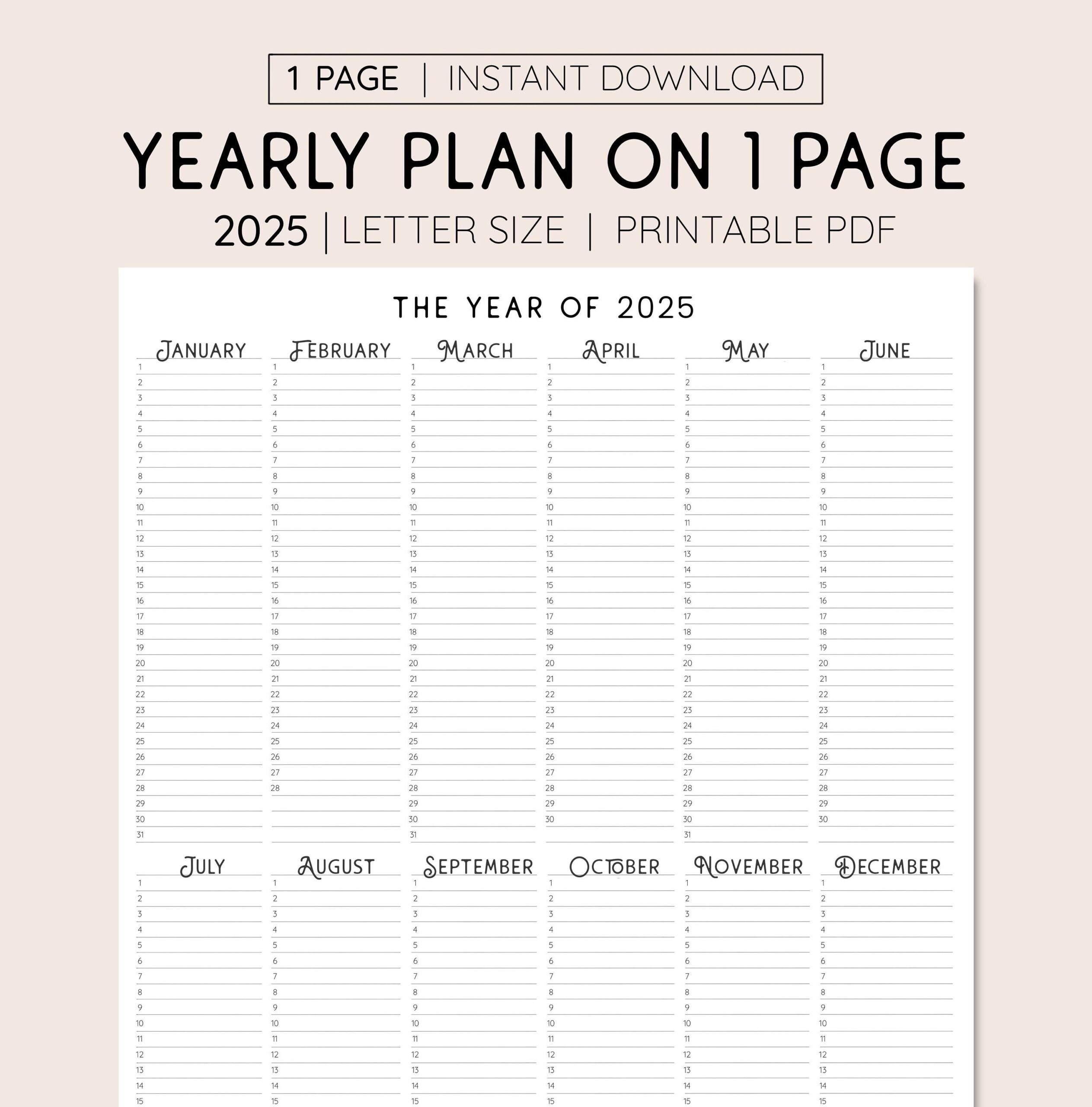 Free Printable Block Calendar 2025