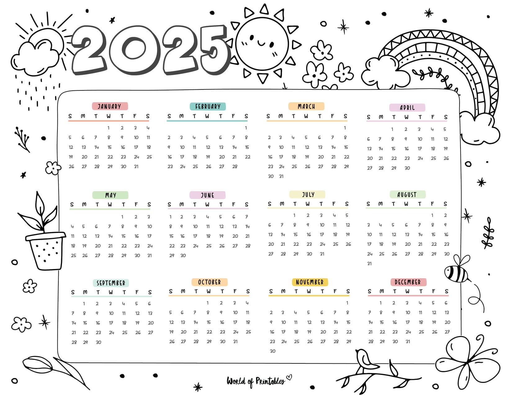 2025 Coloring Calendar Printable December