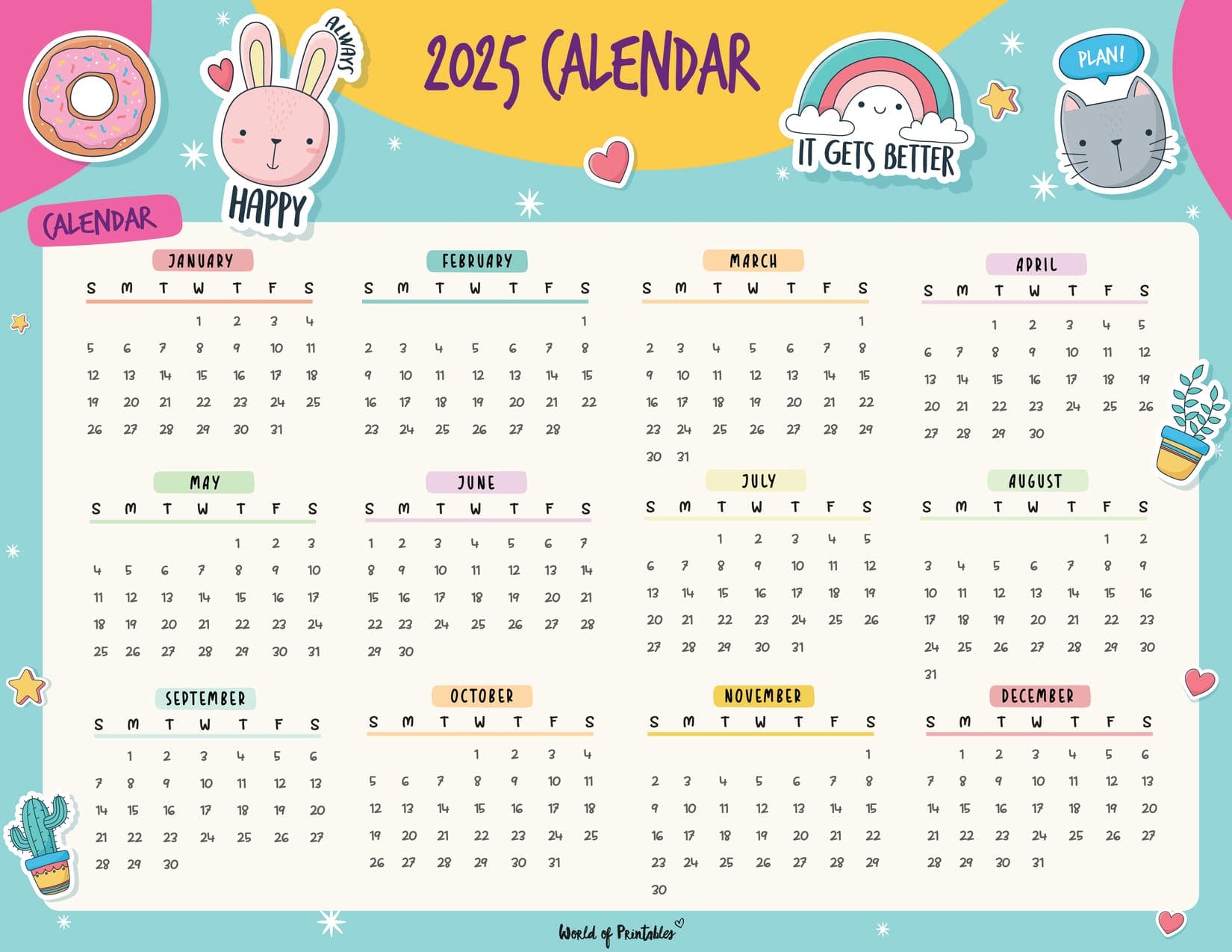 Free Printable Calendar 2025 For Preschoolers