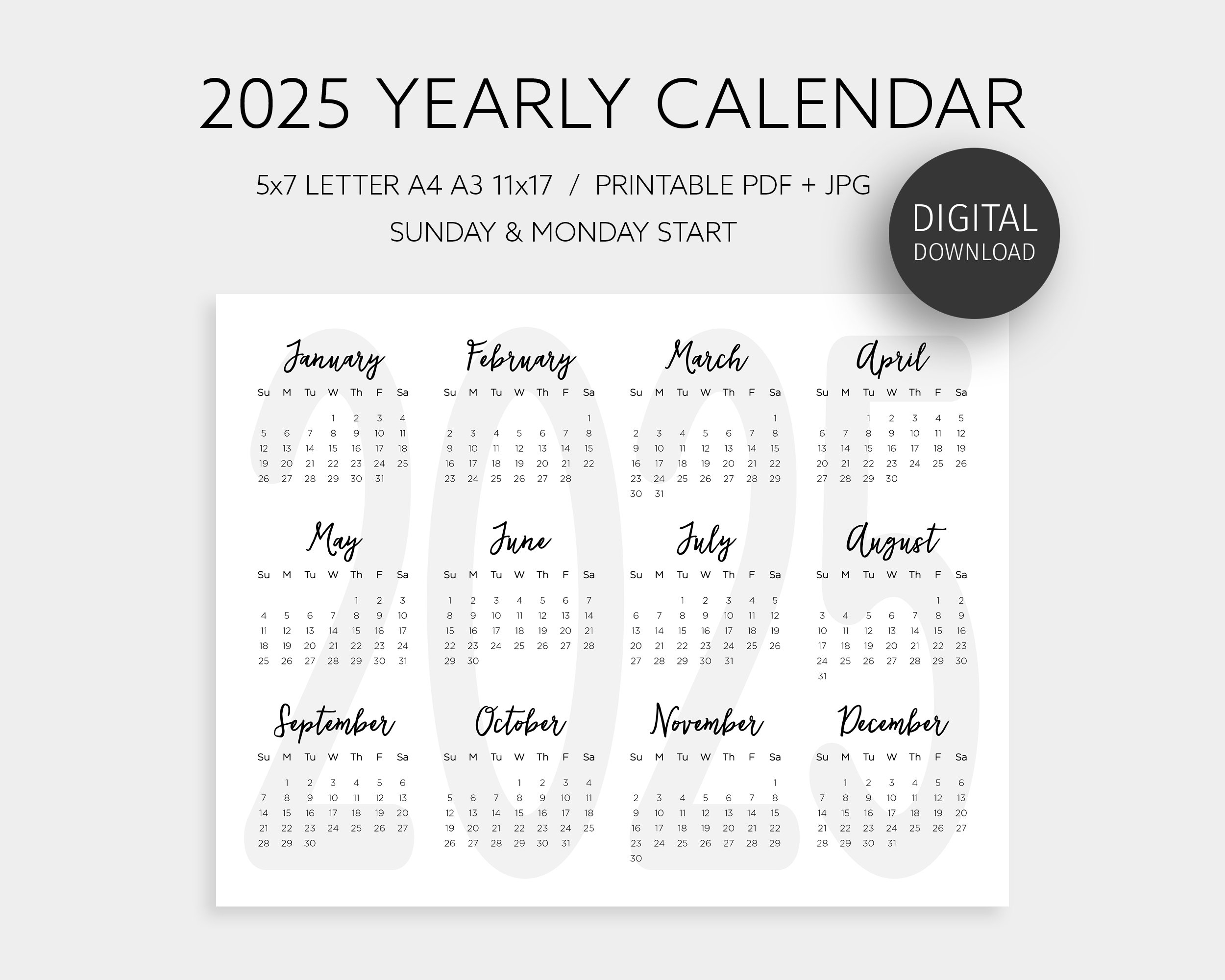 Free Printable 11x17 2025 Calendar