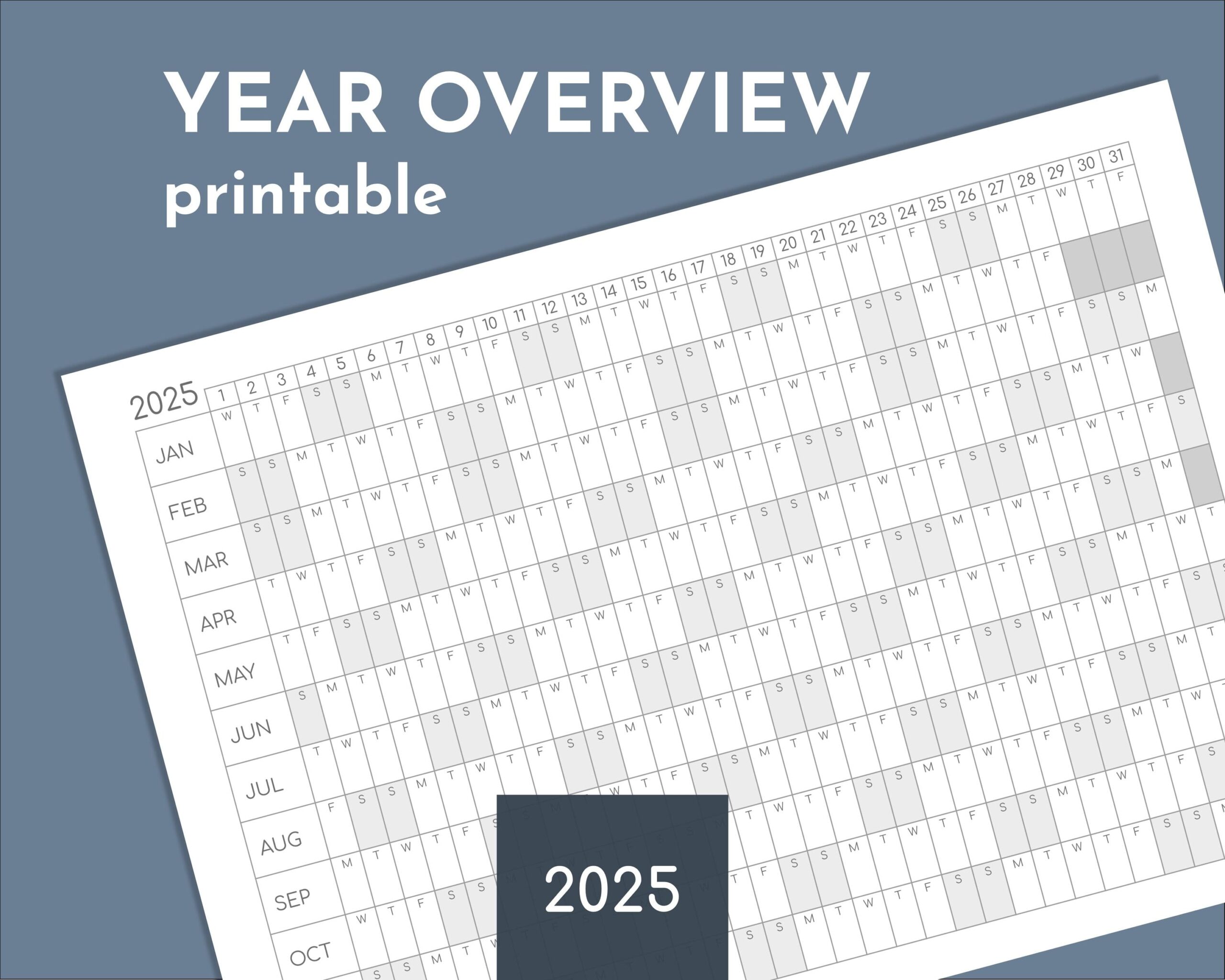 2025 One Page Printable Calendar
