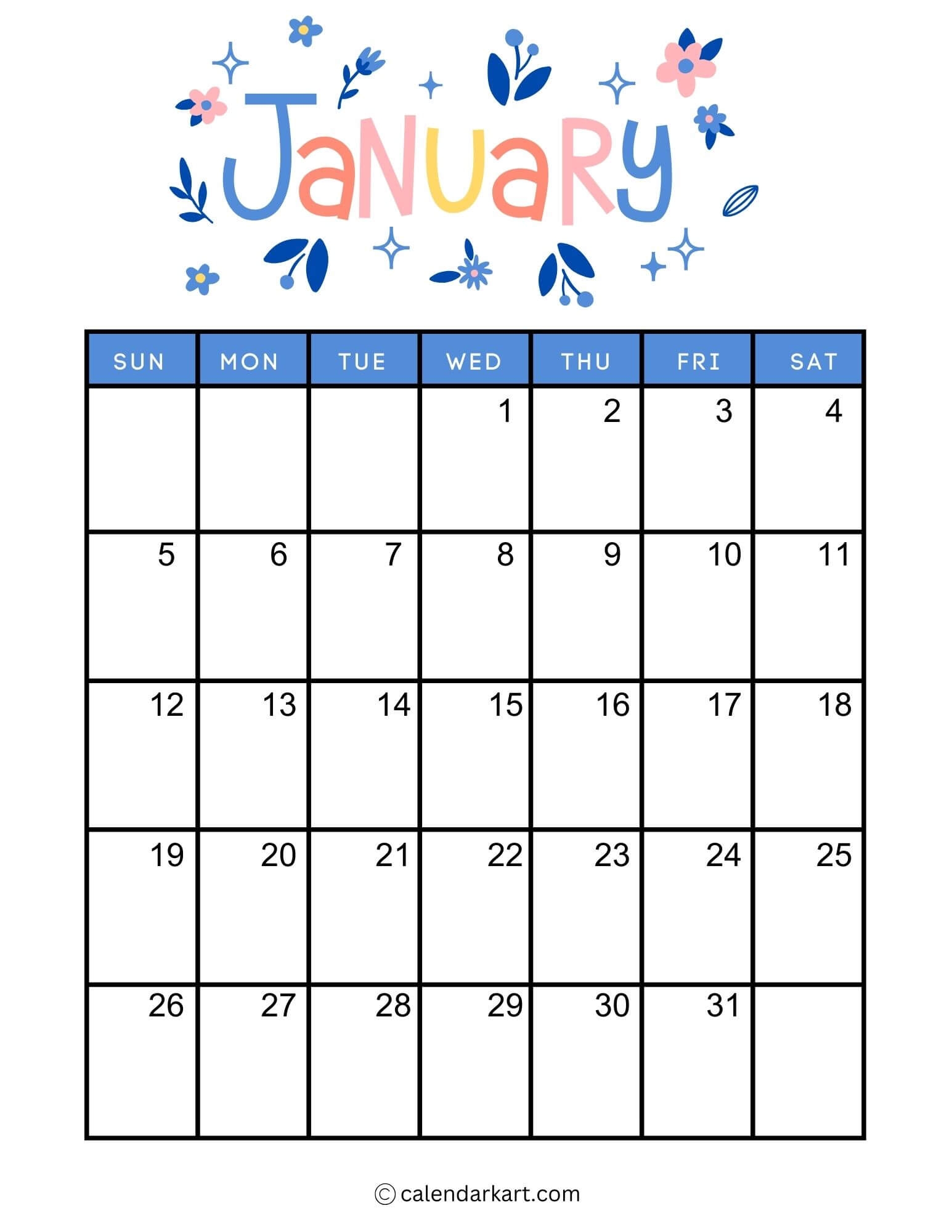2025 Monthly Calendar Printable