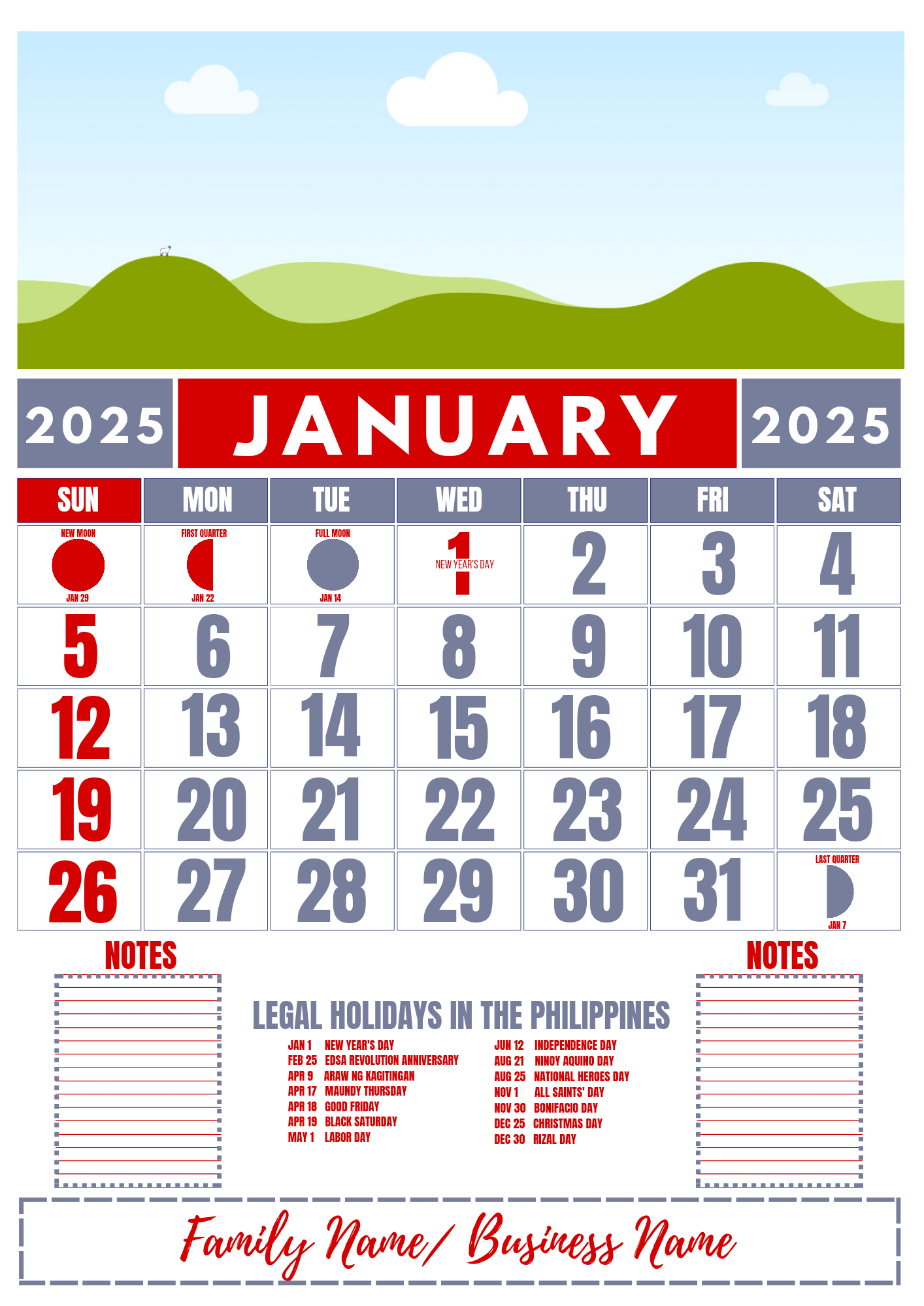 A4 SIZE CALENDAR TEMPLATE 2025 By Danicamalsi Raket PH