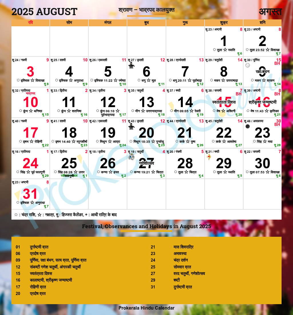 July 2025 Gujarati Calendar
