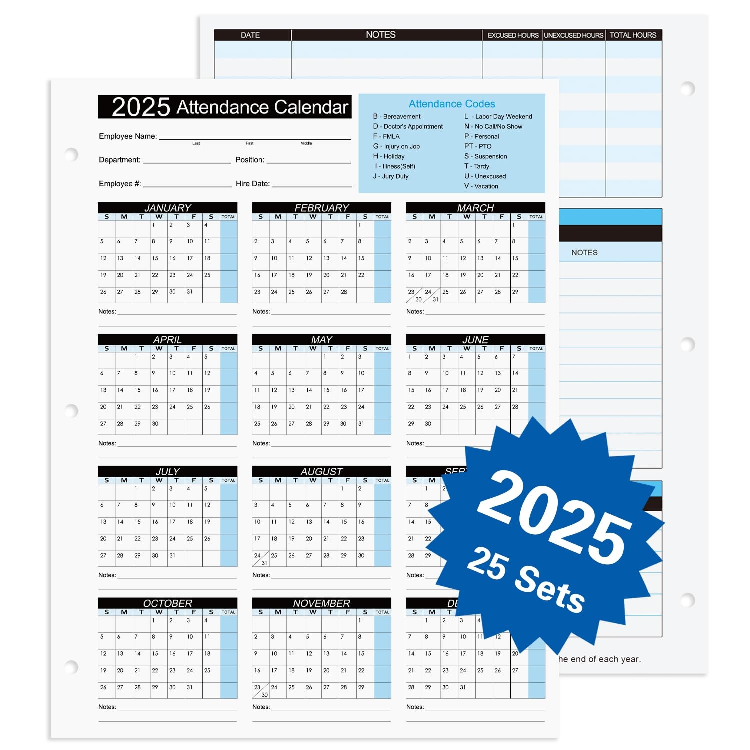Free Employee Attendance Calendar 2025